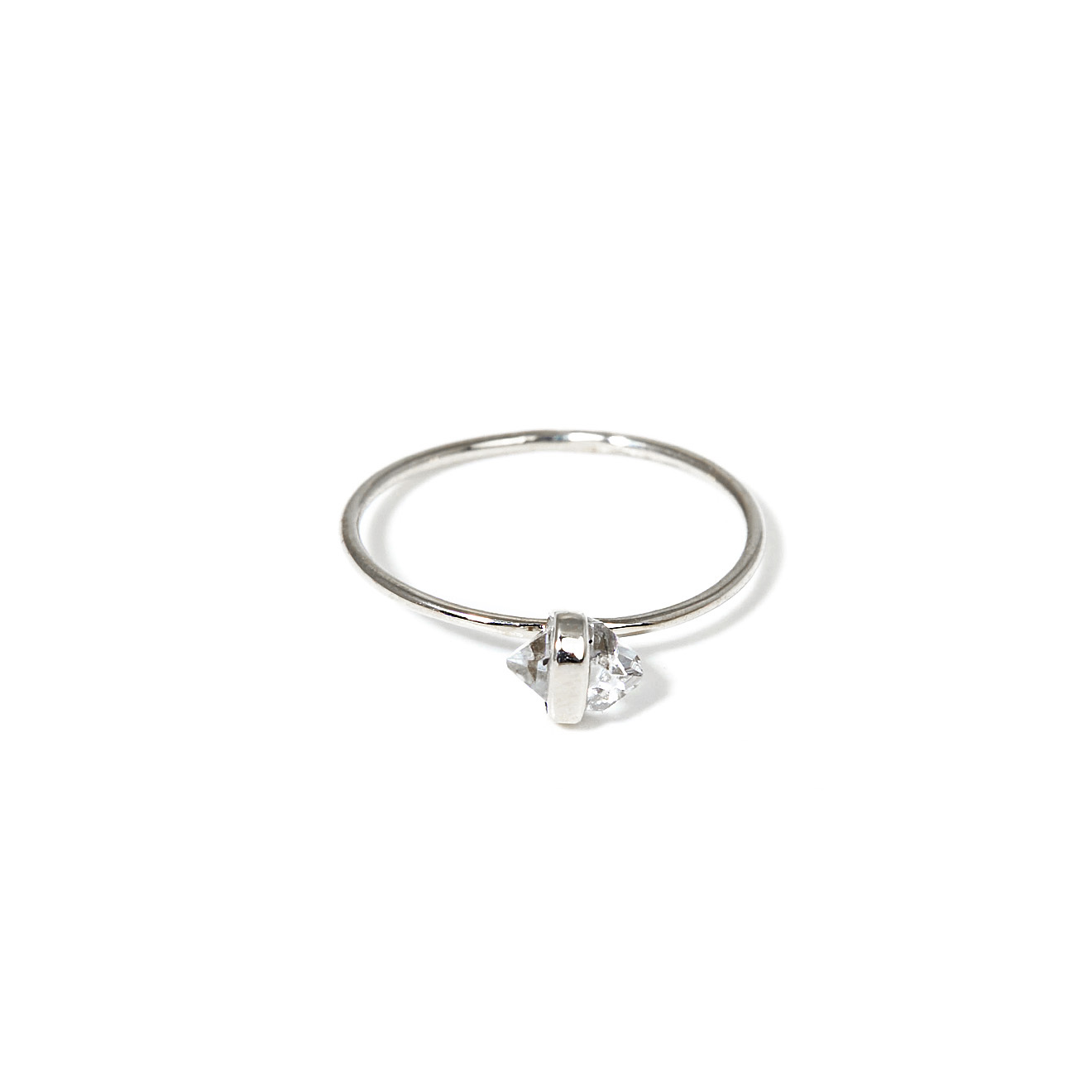 TONDEM Кольцо Mini из белого золота с херкимерскими алмазами