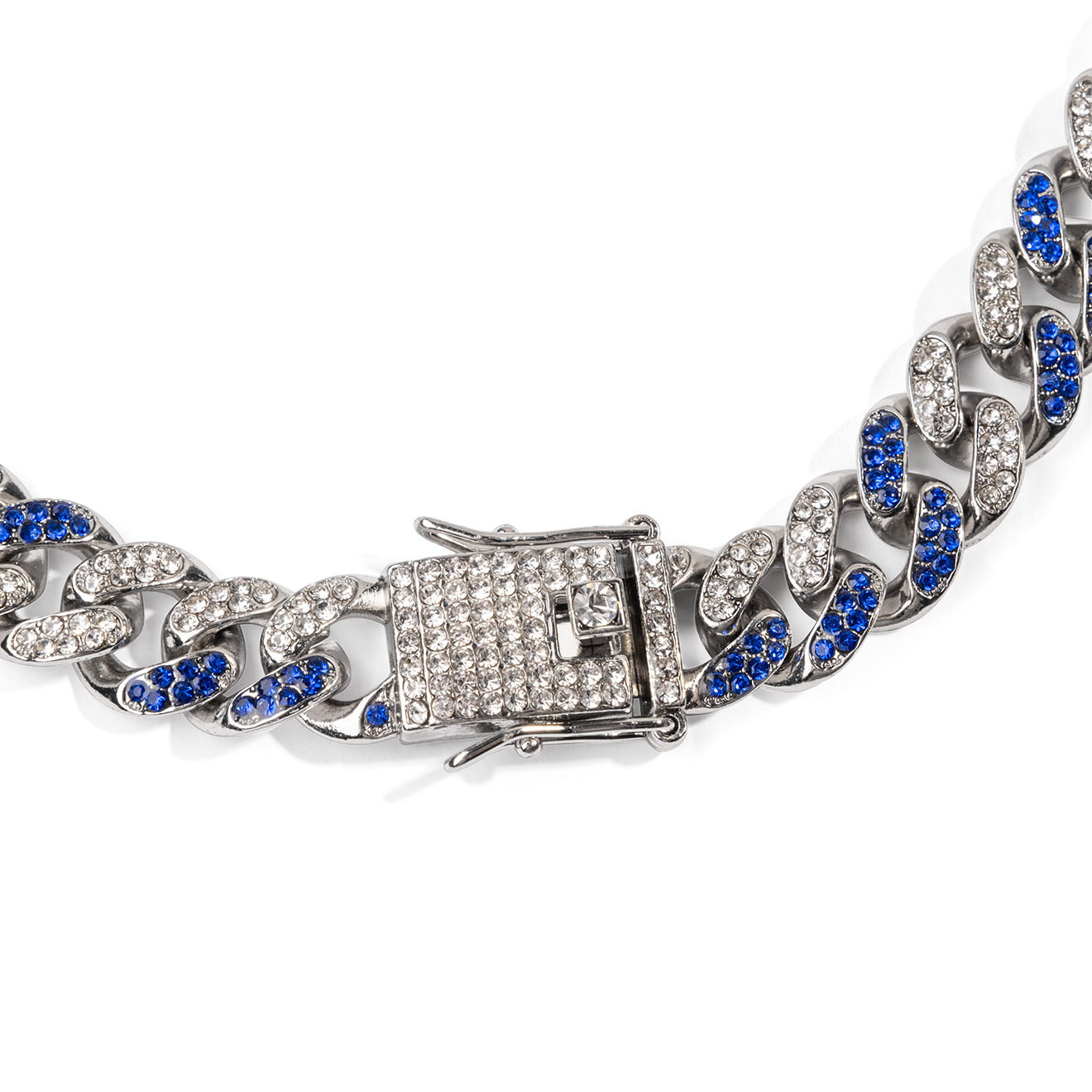 chain necklace with blue crystals