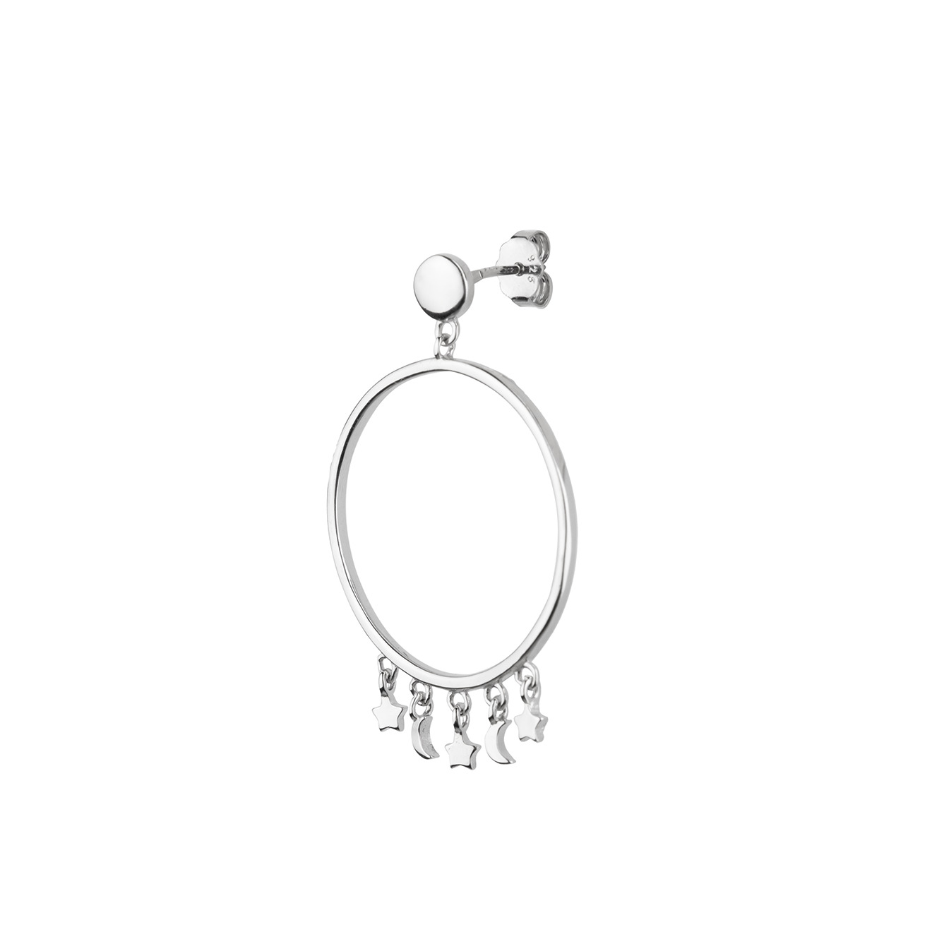 Серьги-круги из серебра с подвесками
