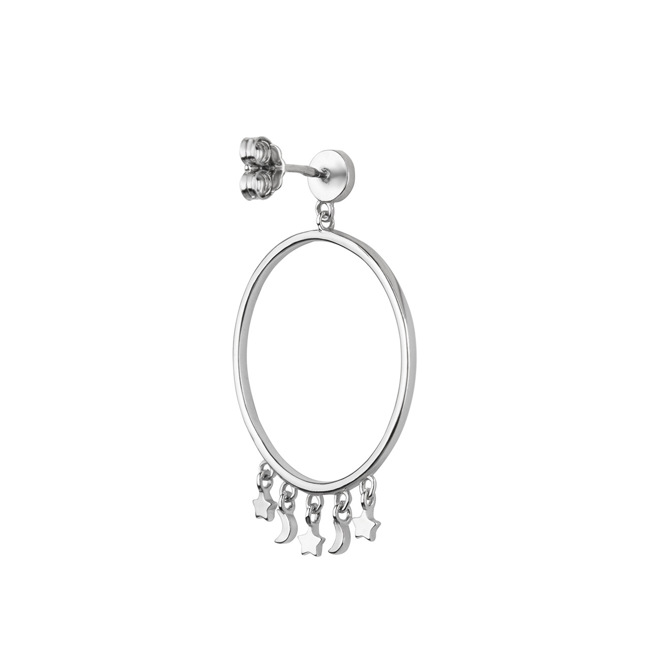 Серьги-круги из серебра с подвесками