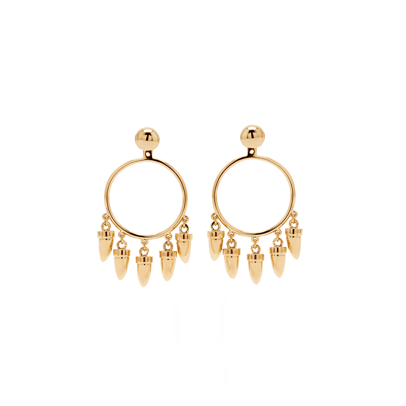 Gold-plated hoop earrings made of silver with pendants