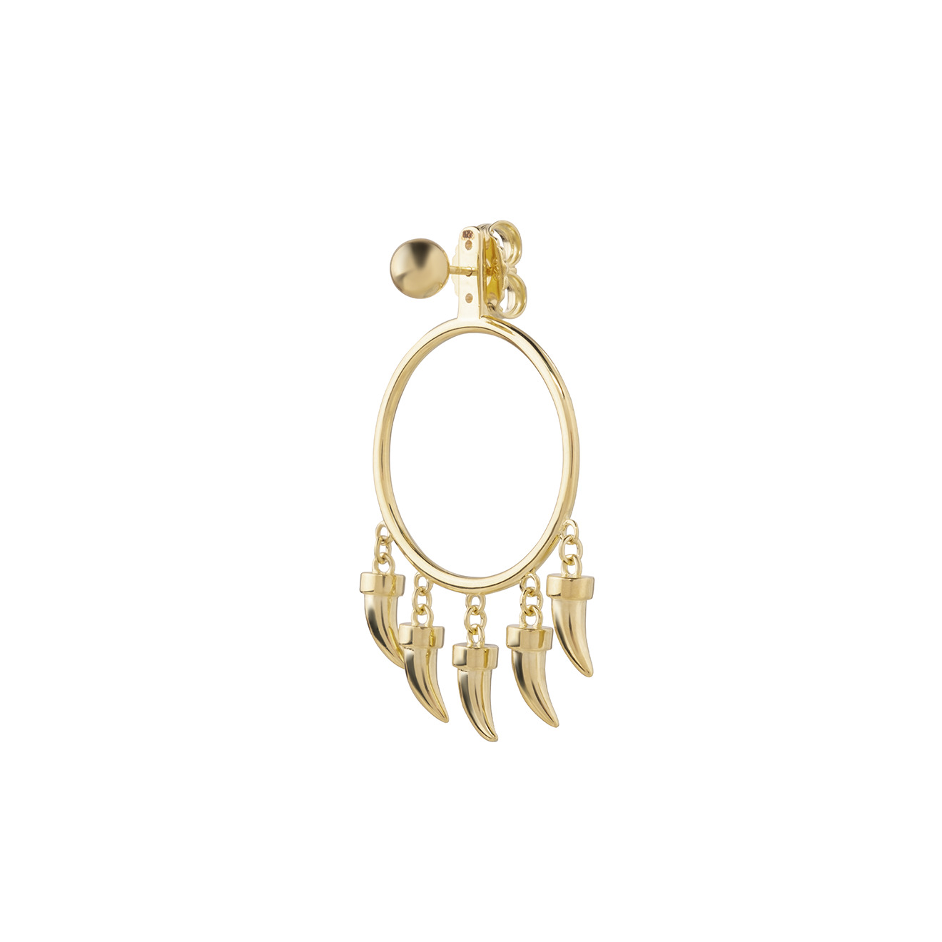 Gold-plated hoop earrings made of silver with pendants