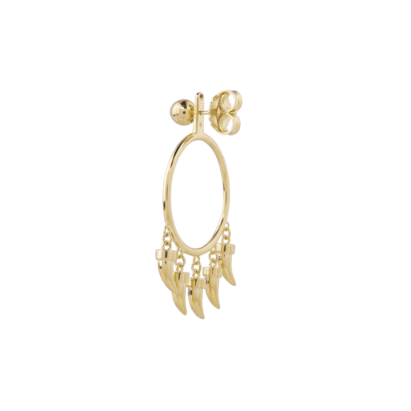 Gold-plated hoop earrings made of silver with pendants