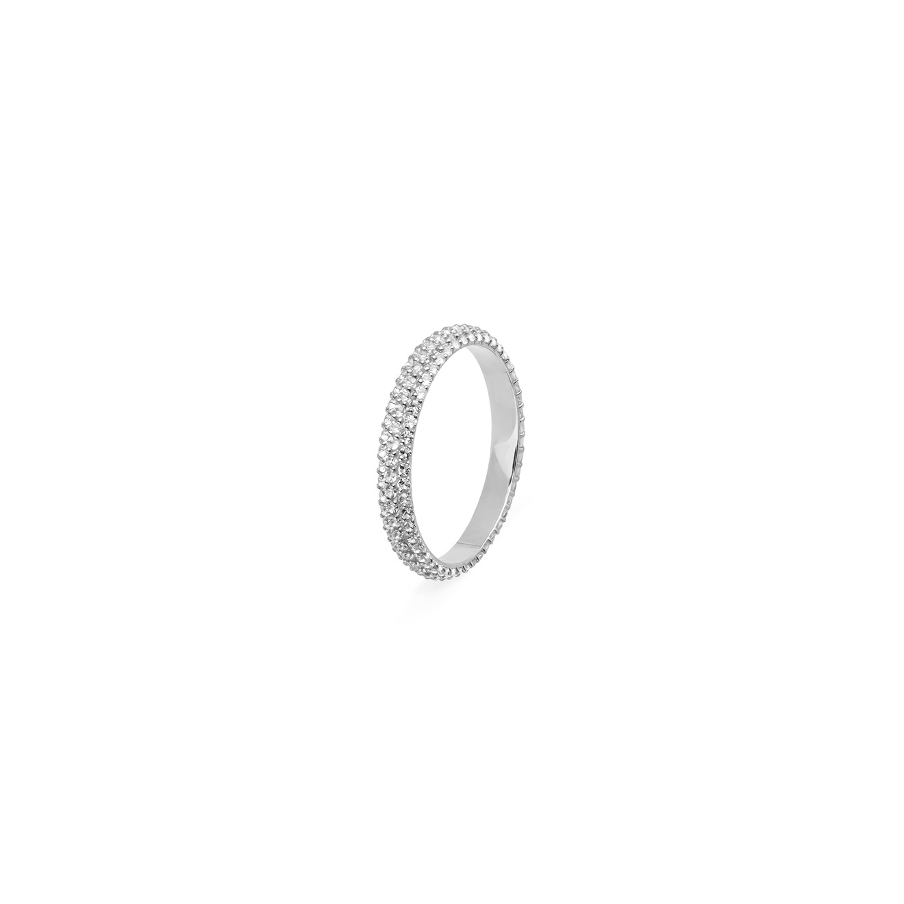Silver ring with a scattering of white topaz