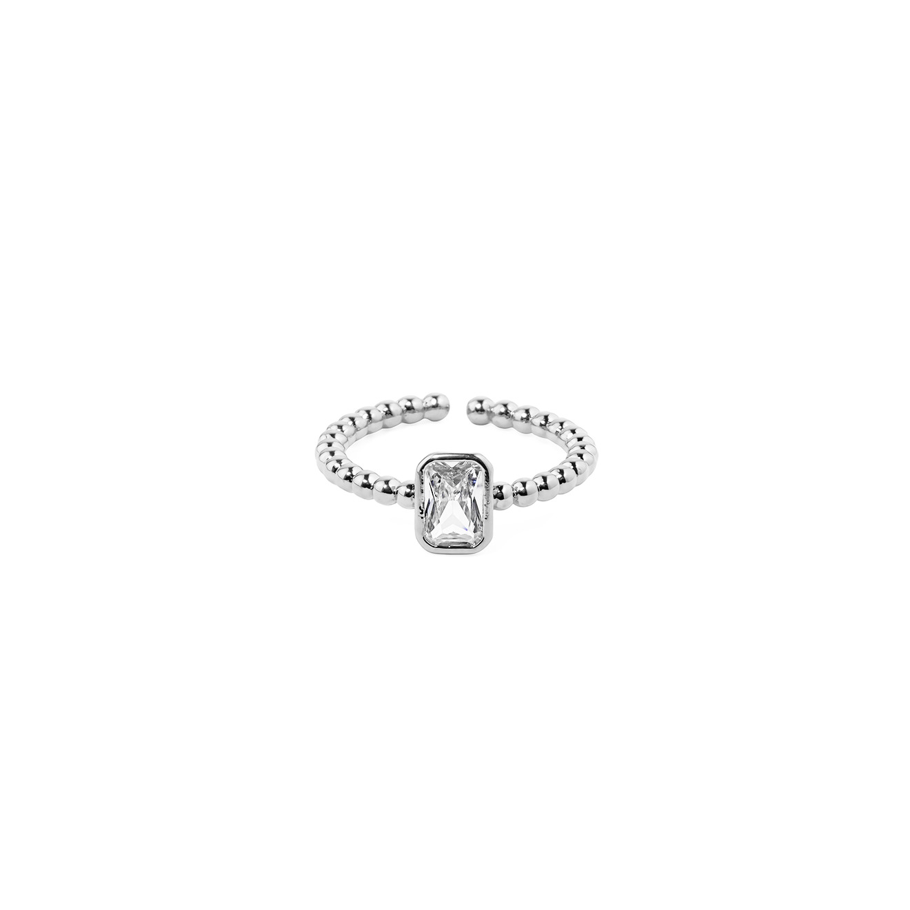 Herald Percy Серебристое кольцо из шариков с крупным кристаллом tsvetnoy стальная цепочка из шариков с радужным кристаллом