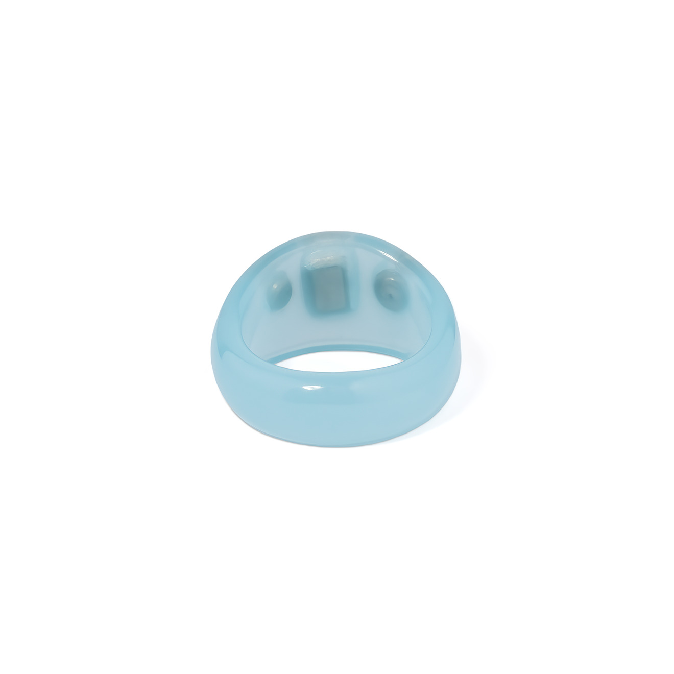 Gray-blue ring with three colored crystals