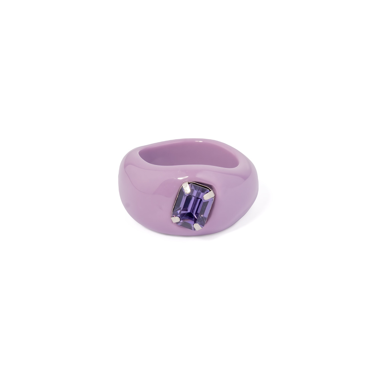 Lilac ring with lilac crystal