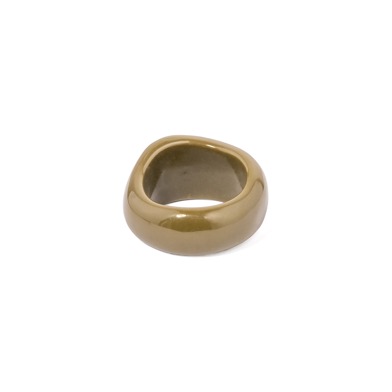Khaki ring with blue crystal