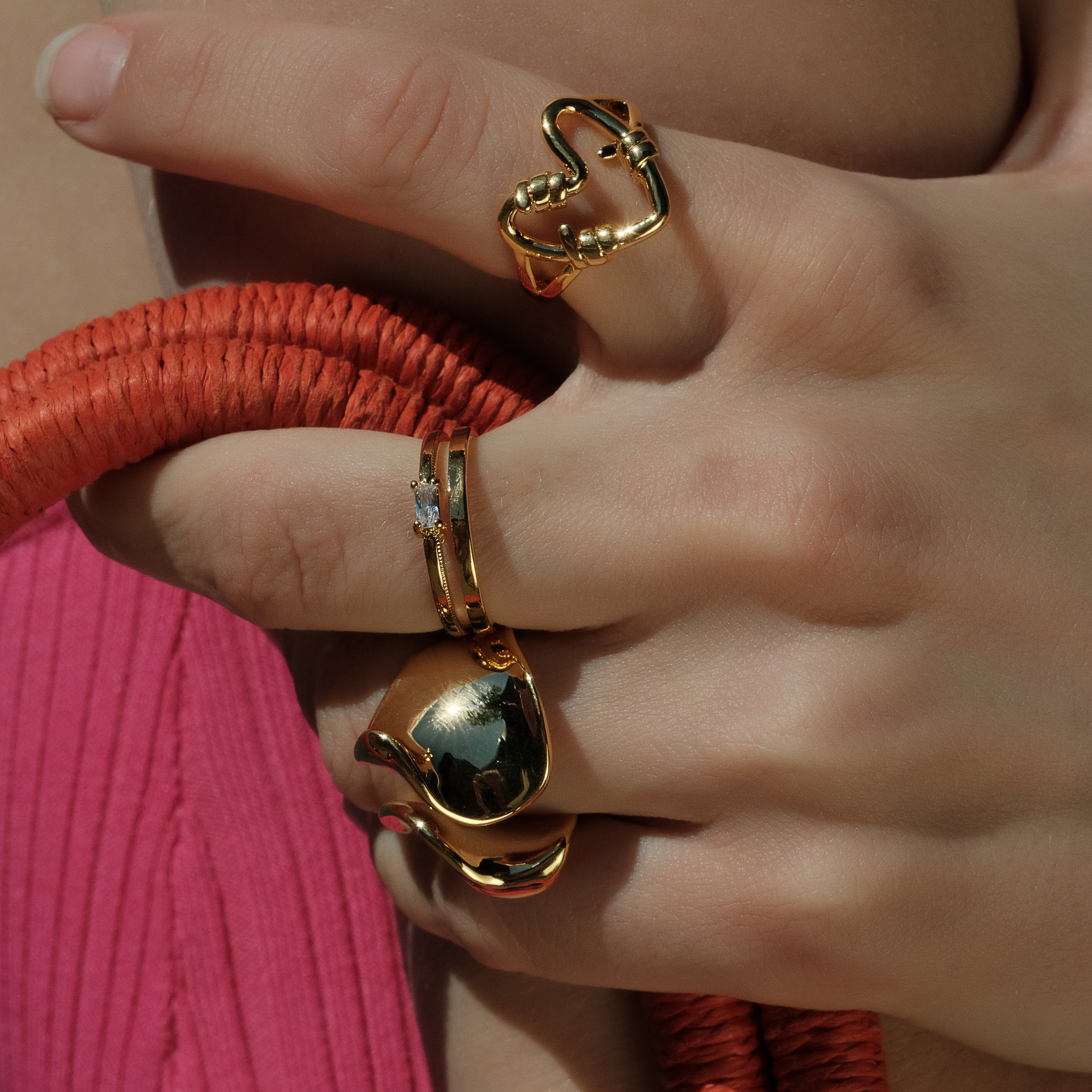 ring with a slot and a crystal