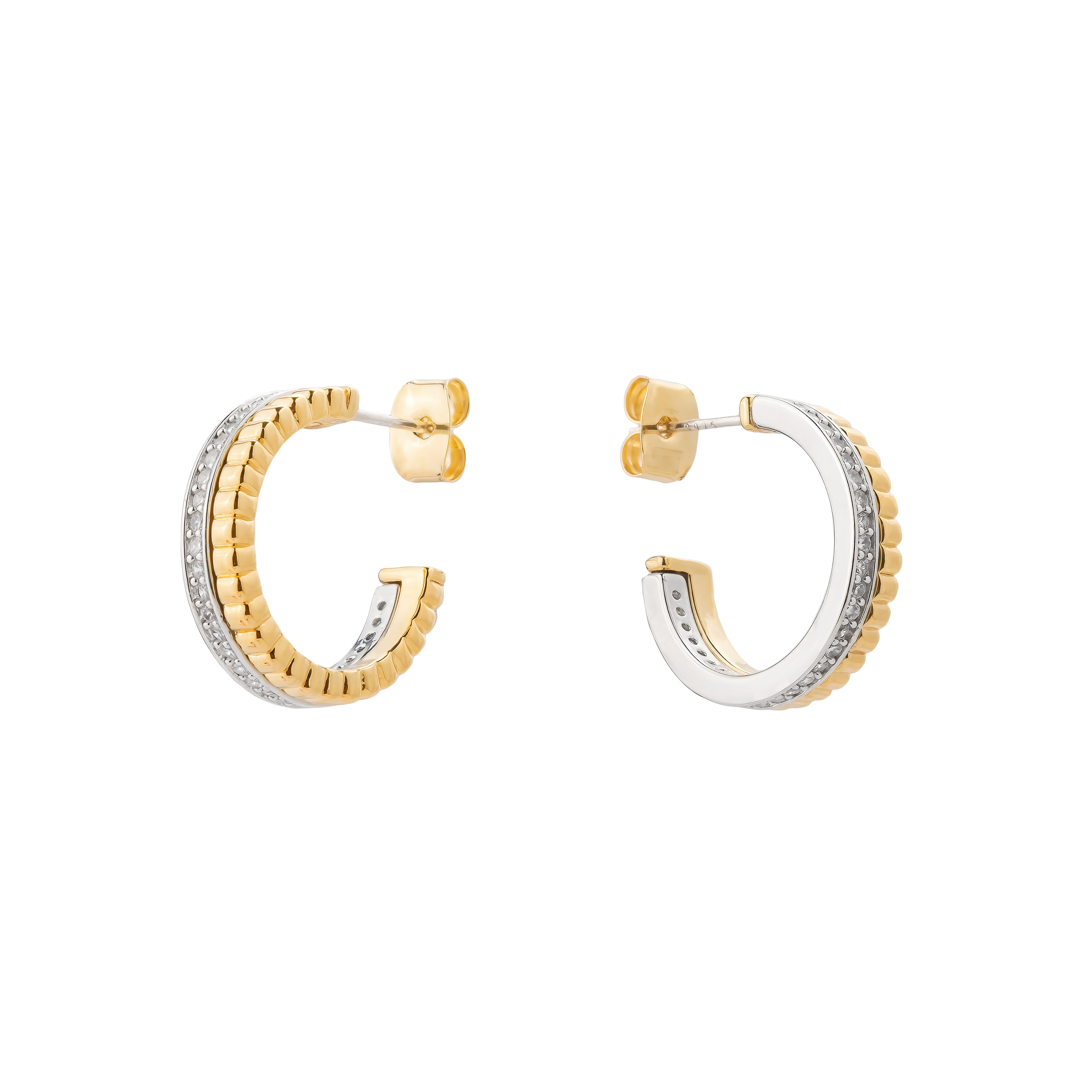 Bicolor ring Earrings with Crystals