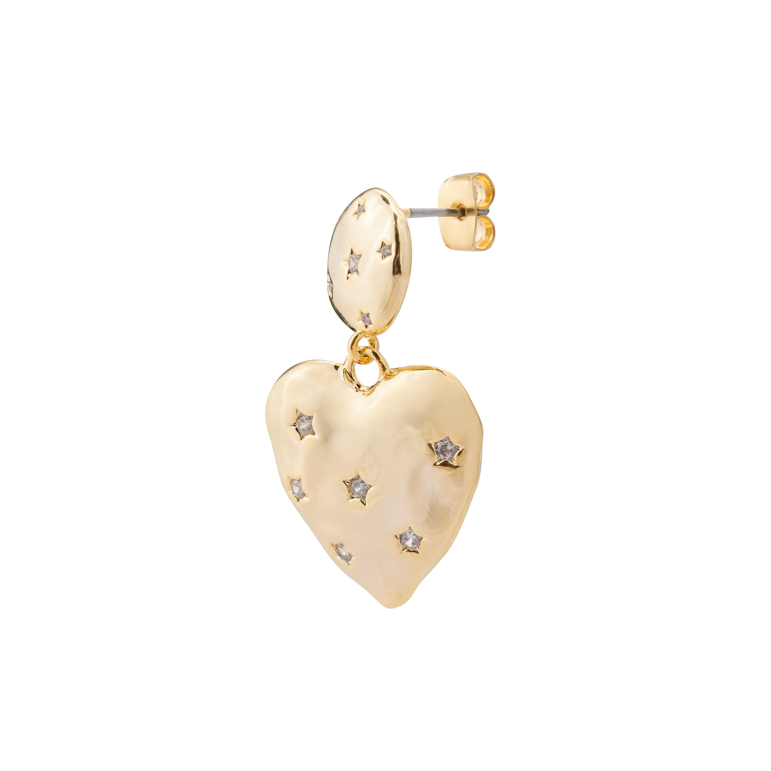earrings with large hearts and crystals