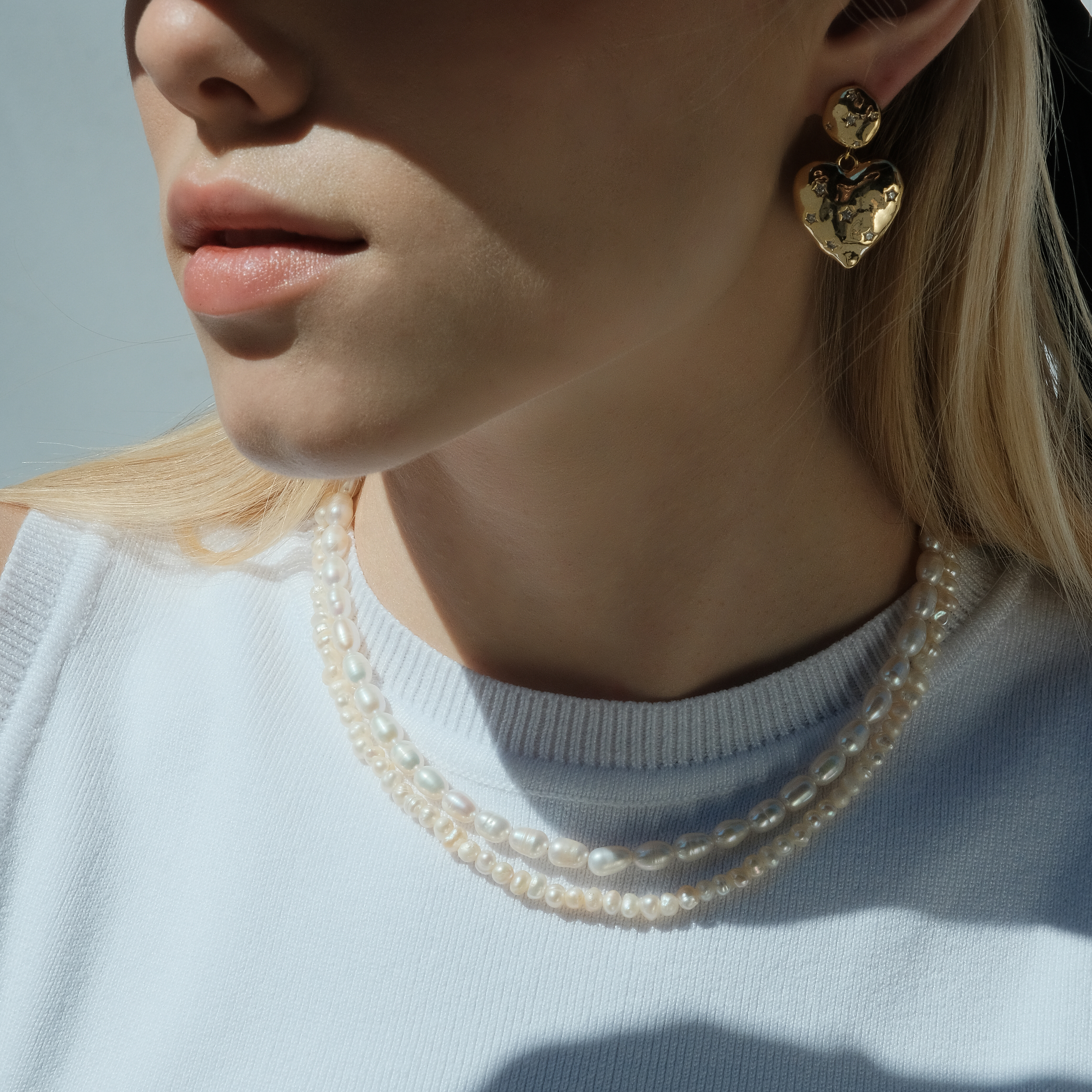 earrings with large hearts and crystals