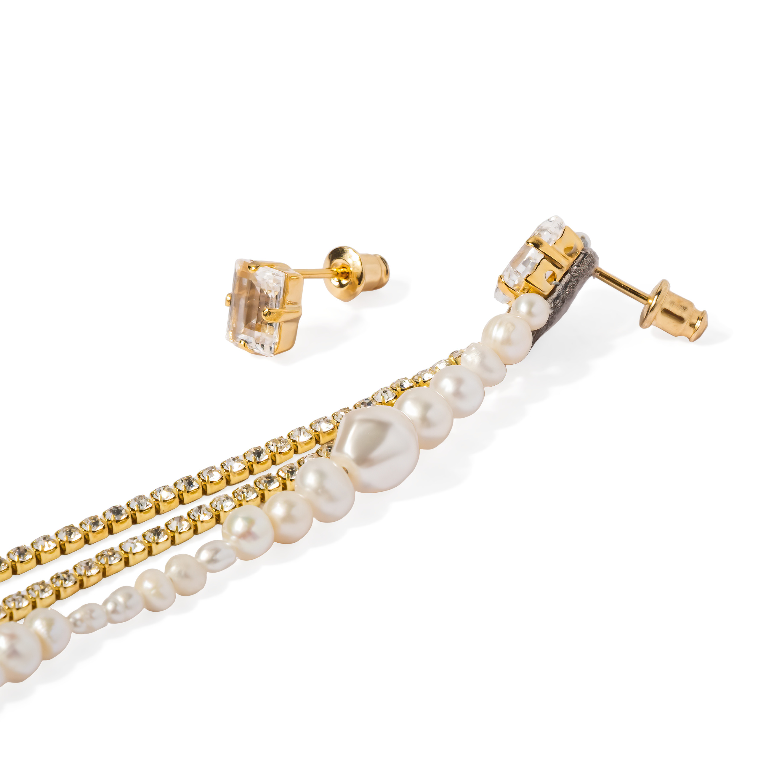 gold-plated asymmetric earrings