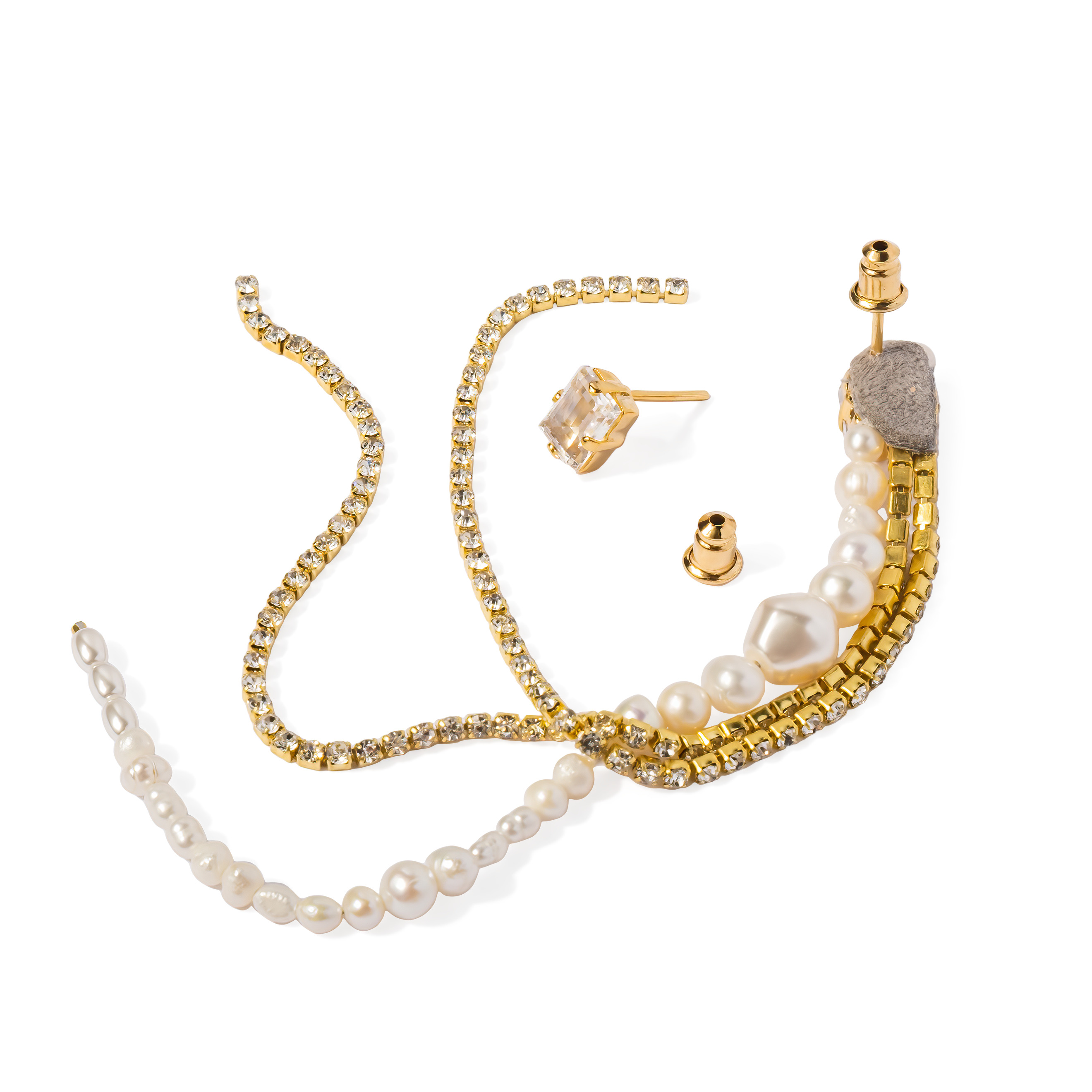gold-plated asymmetric earrings