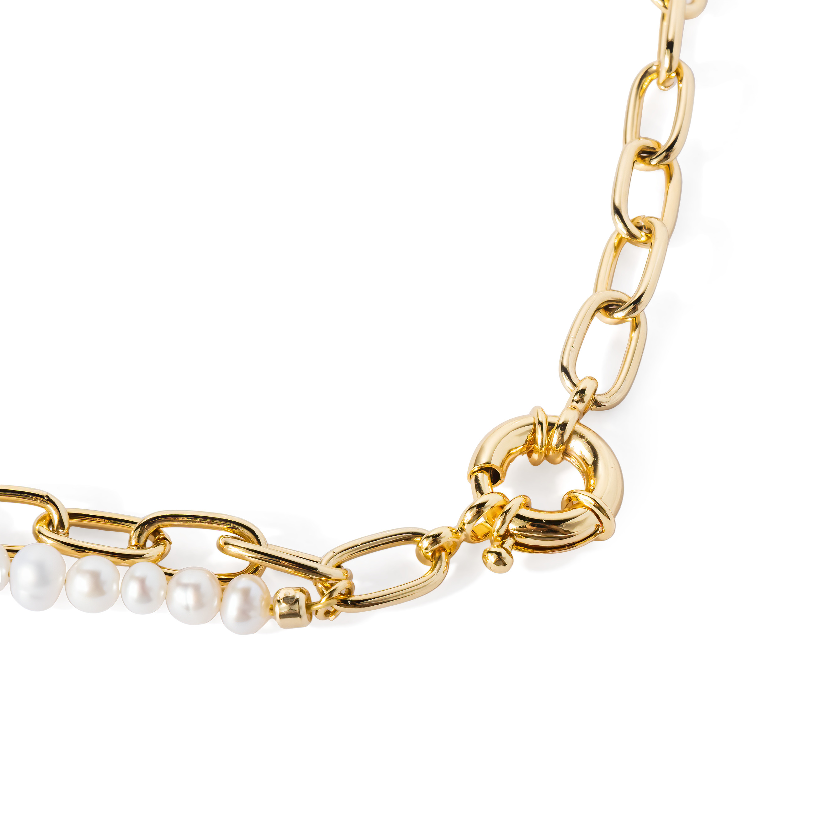 Gold-plated Pearl Cross necklace with pearls