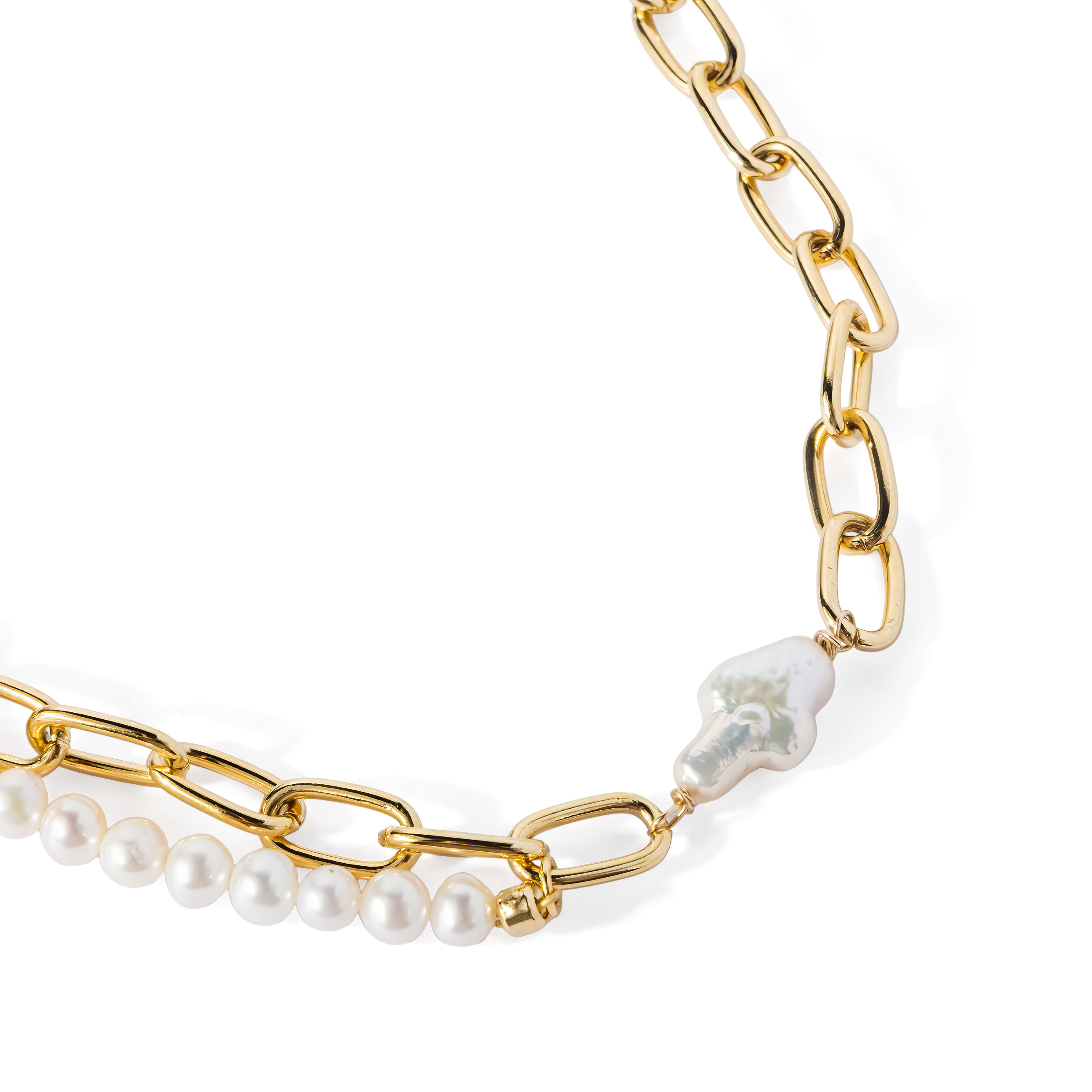 Gold-plated Pearl Cross necklace with pearls