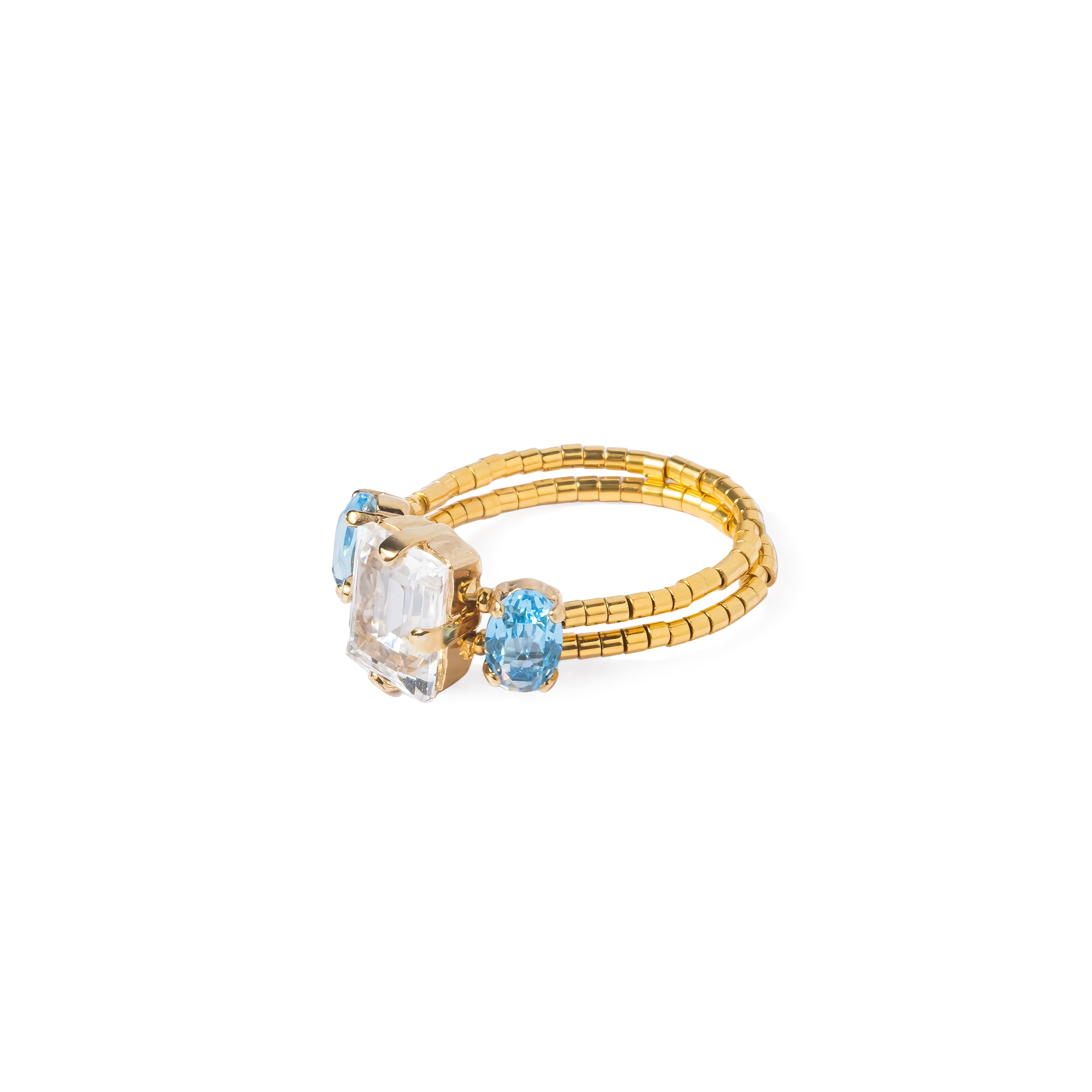 Gold-plated Wave Ring with Swarovski crystals