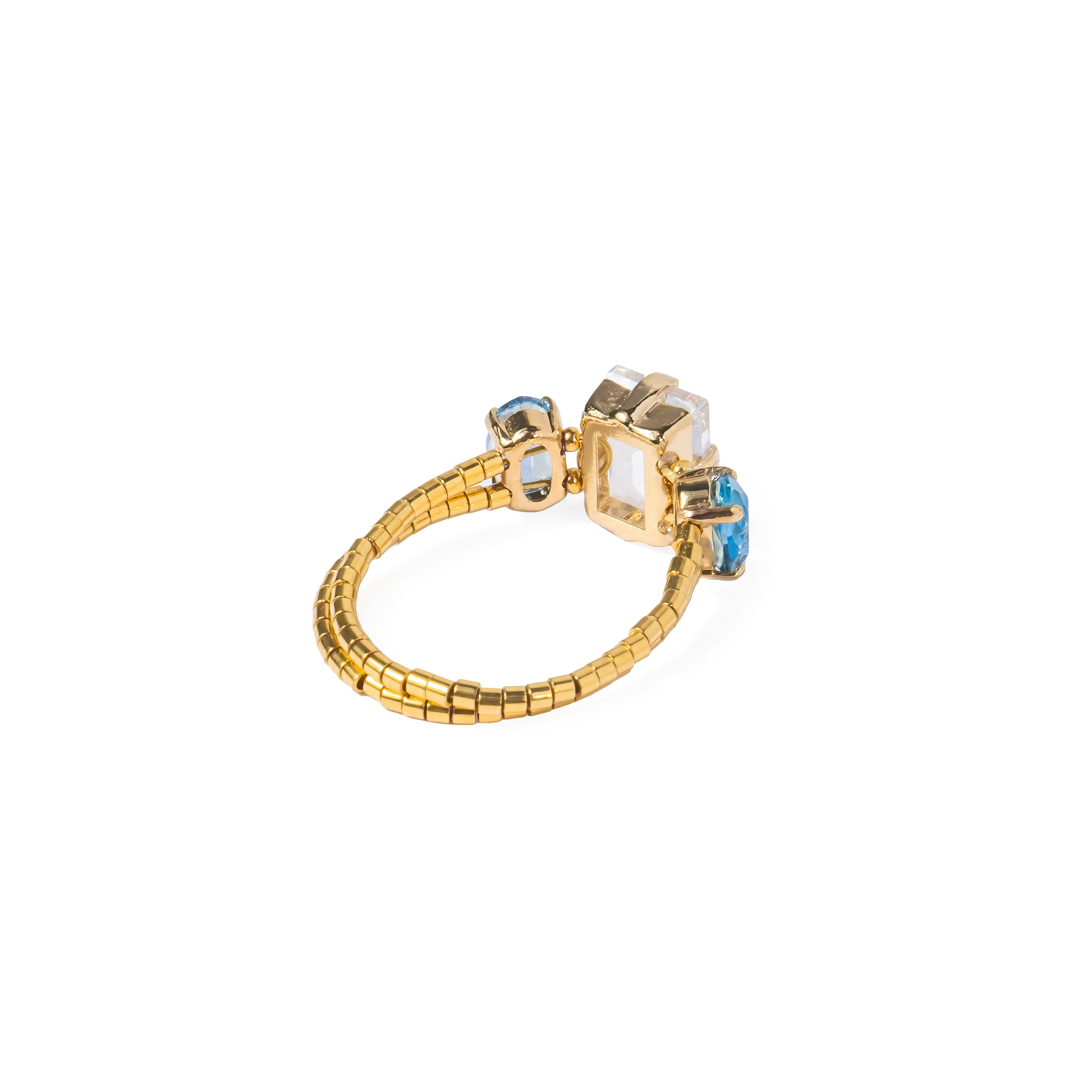 Gold-plated Wave Ring with Swarovski crystals