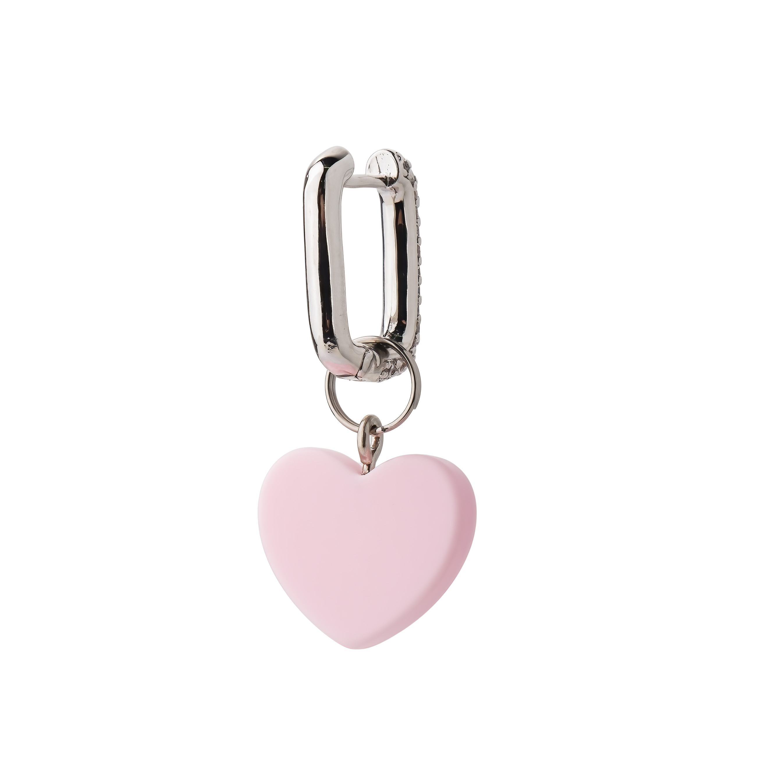 pink heart hug me mono-earring