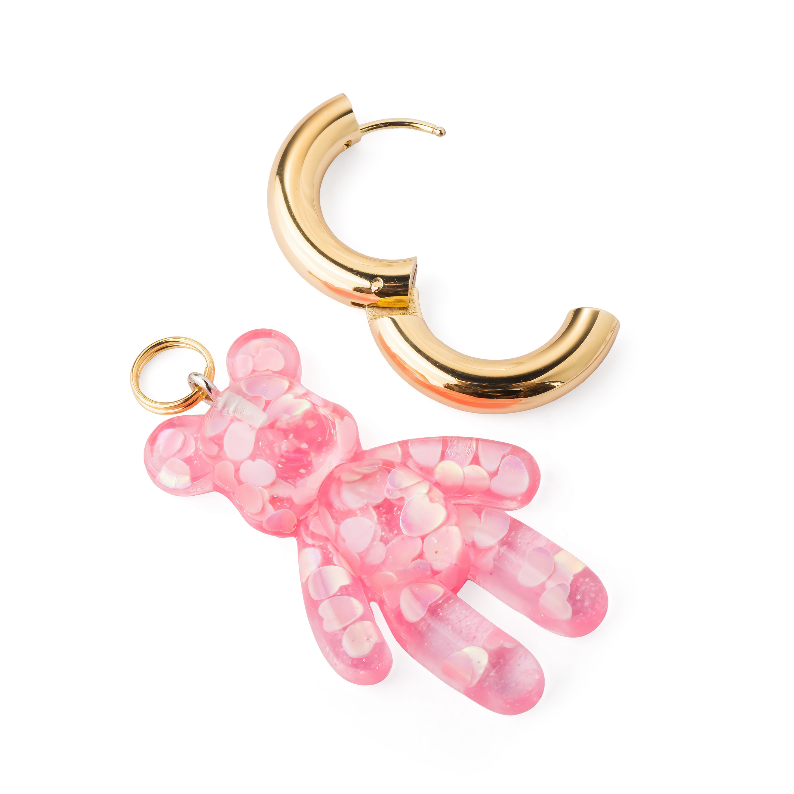 pink bear mono-earring