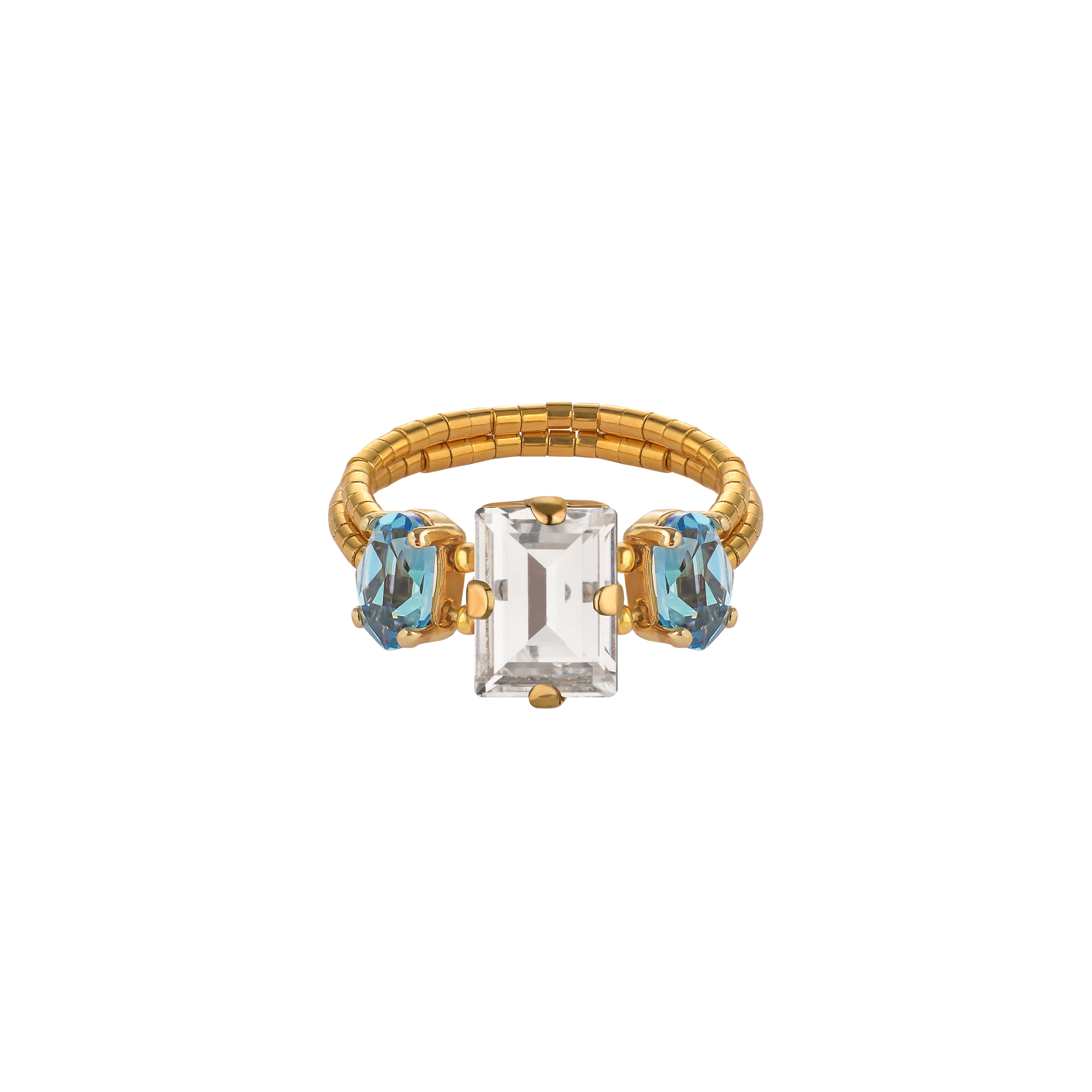 Gold-plated Wave Ring with Swarovski crystals