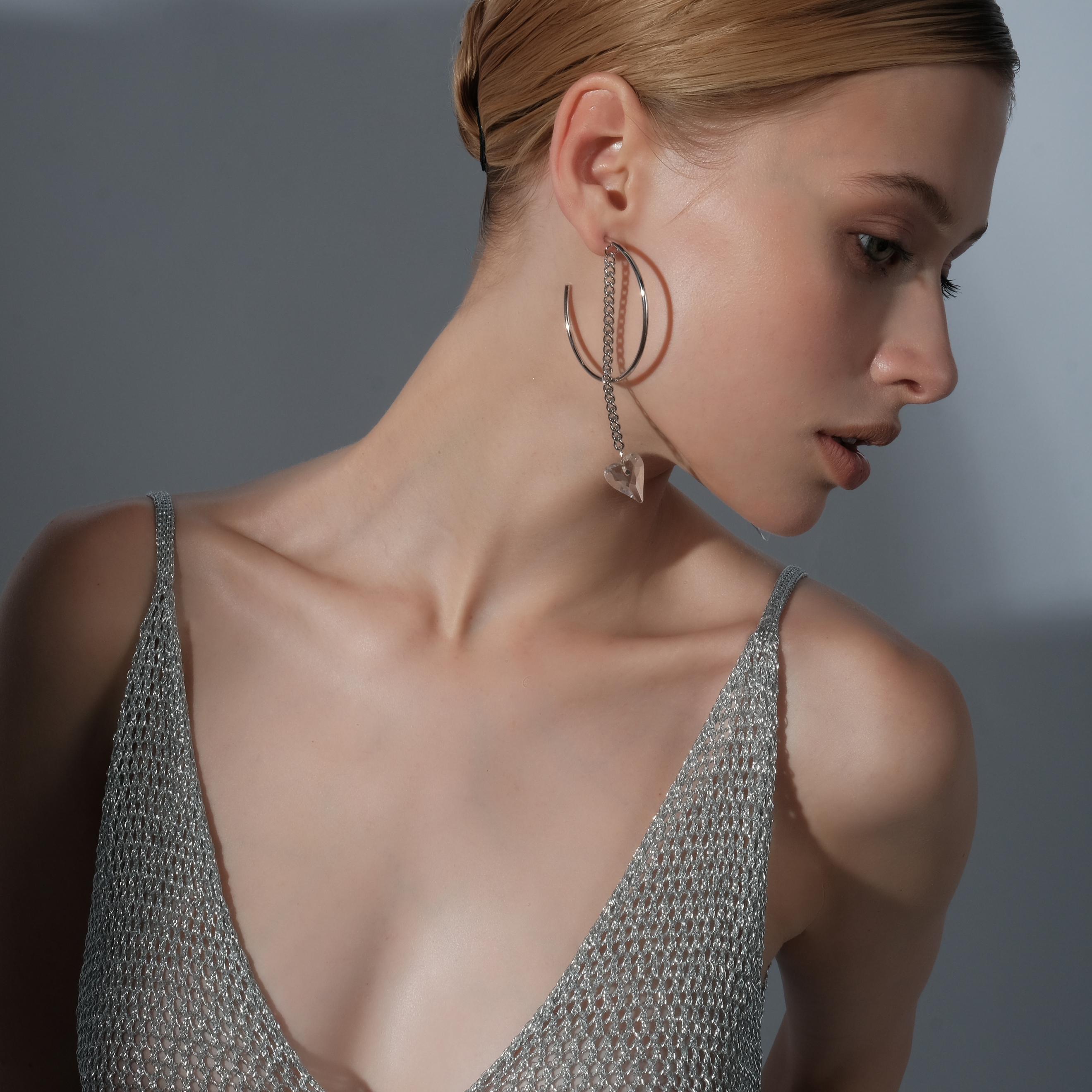 ring earrings with a chain