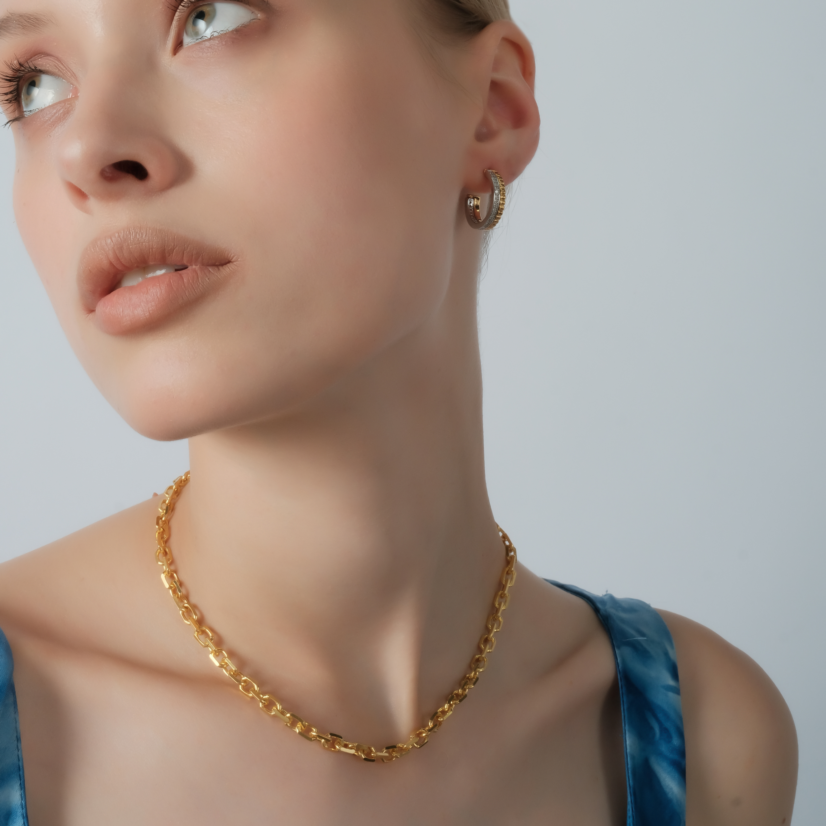 Bicolor ring Earrings with Crystals