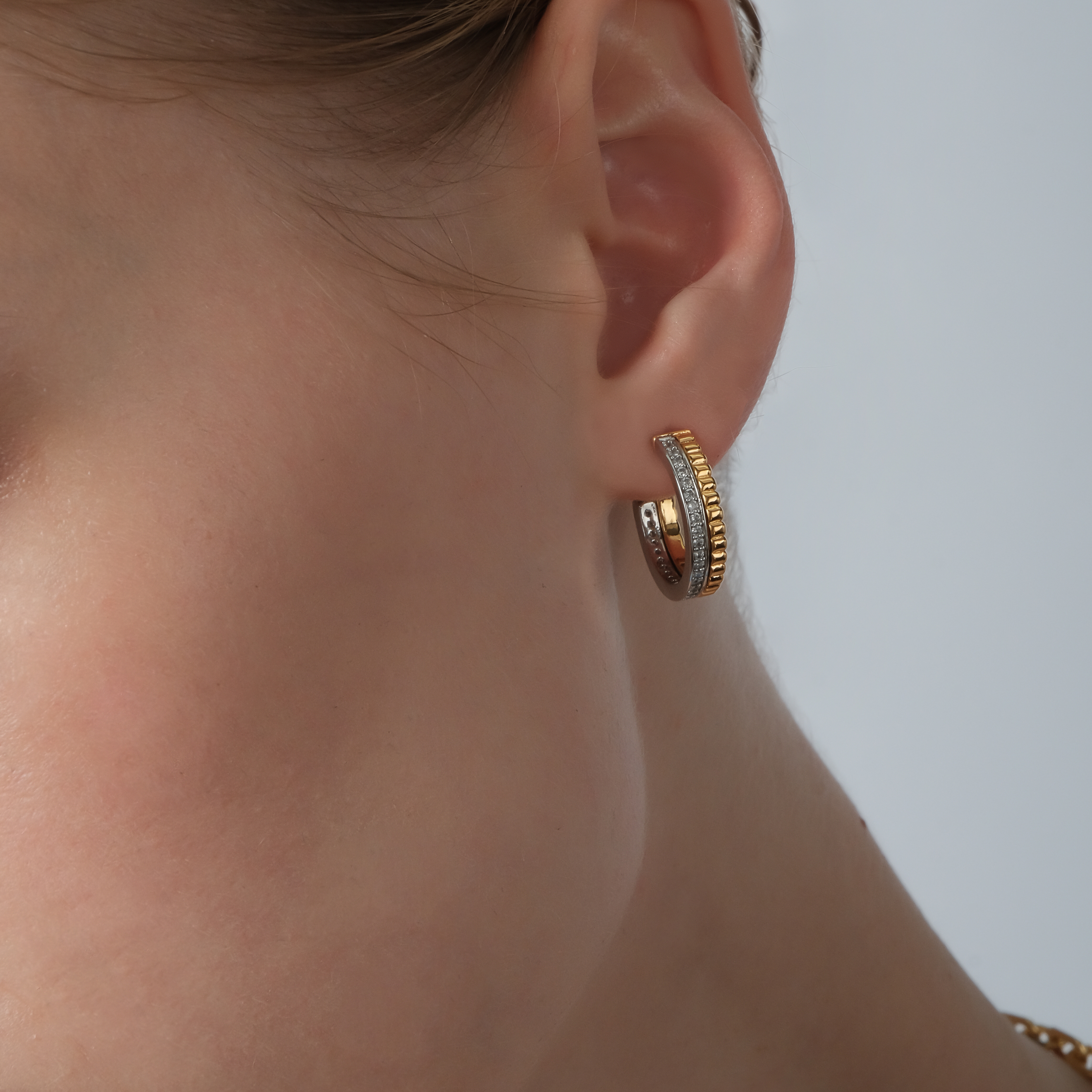 Bicolor ring Earrings with Crystals