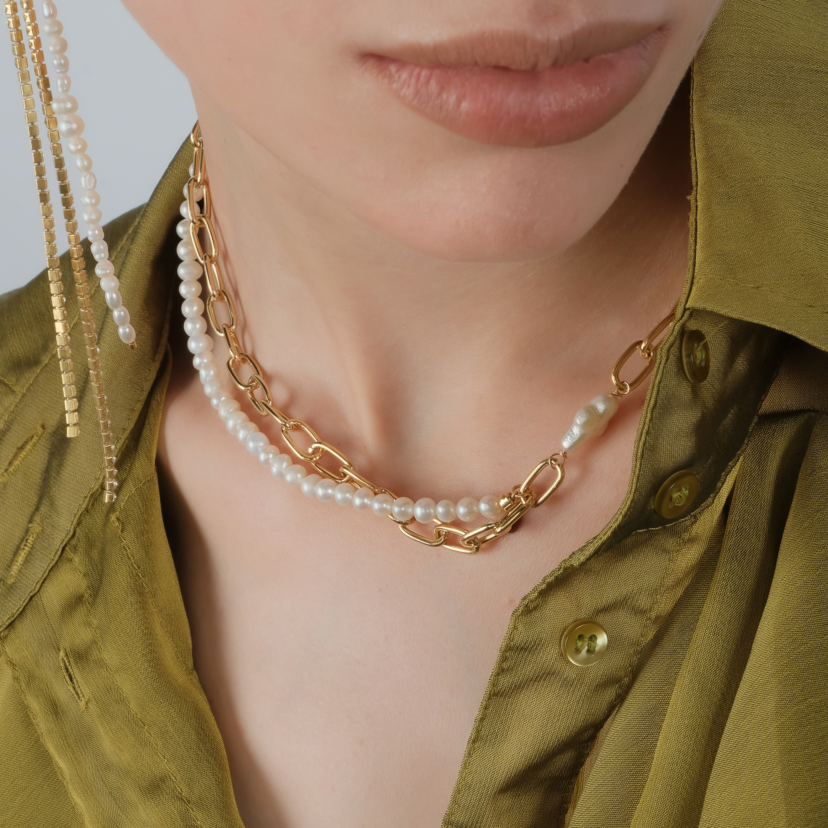 gold-plated asymmetric earrings