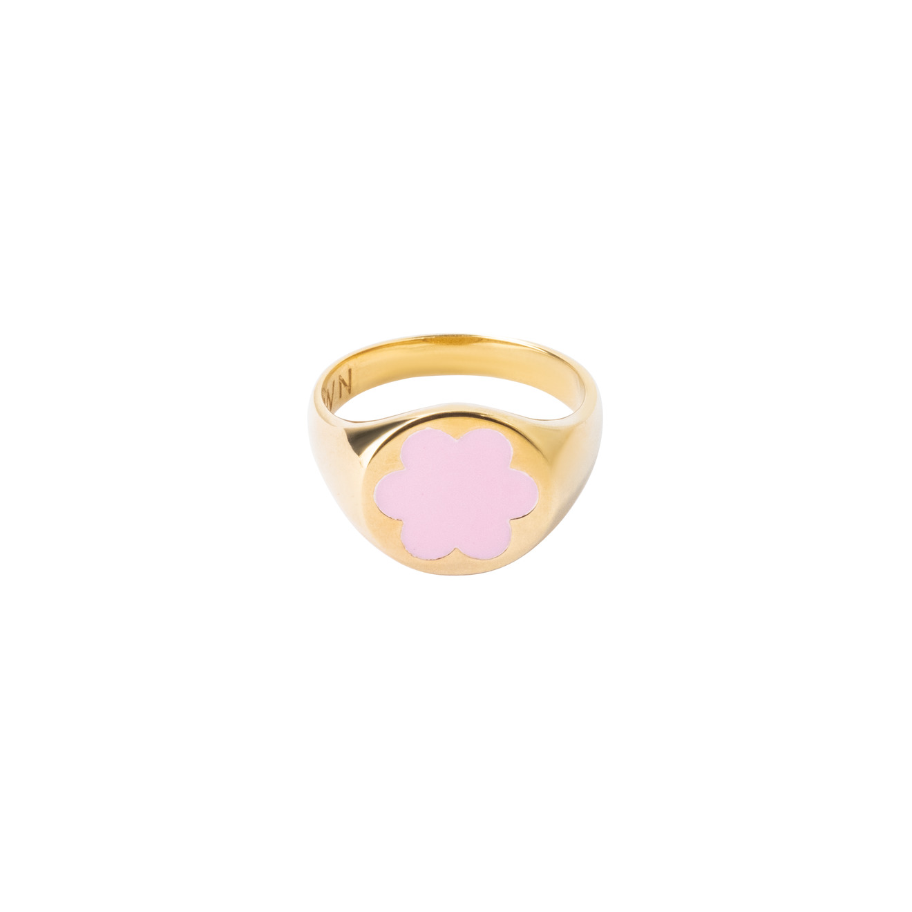 Moonswoon Позолоченная кольцо-печатка из серебра розовая незабудка