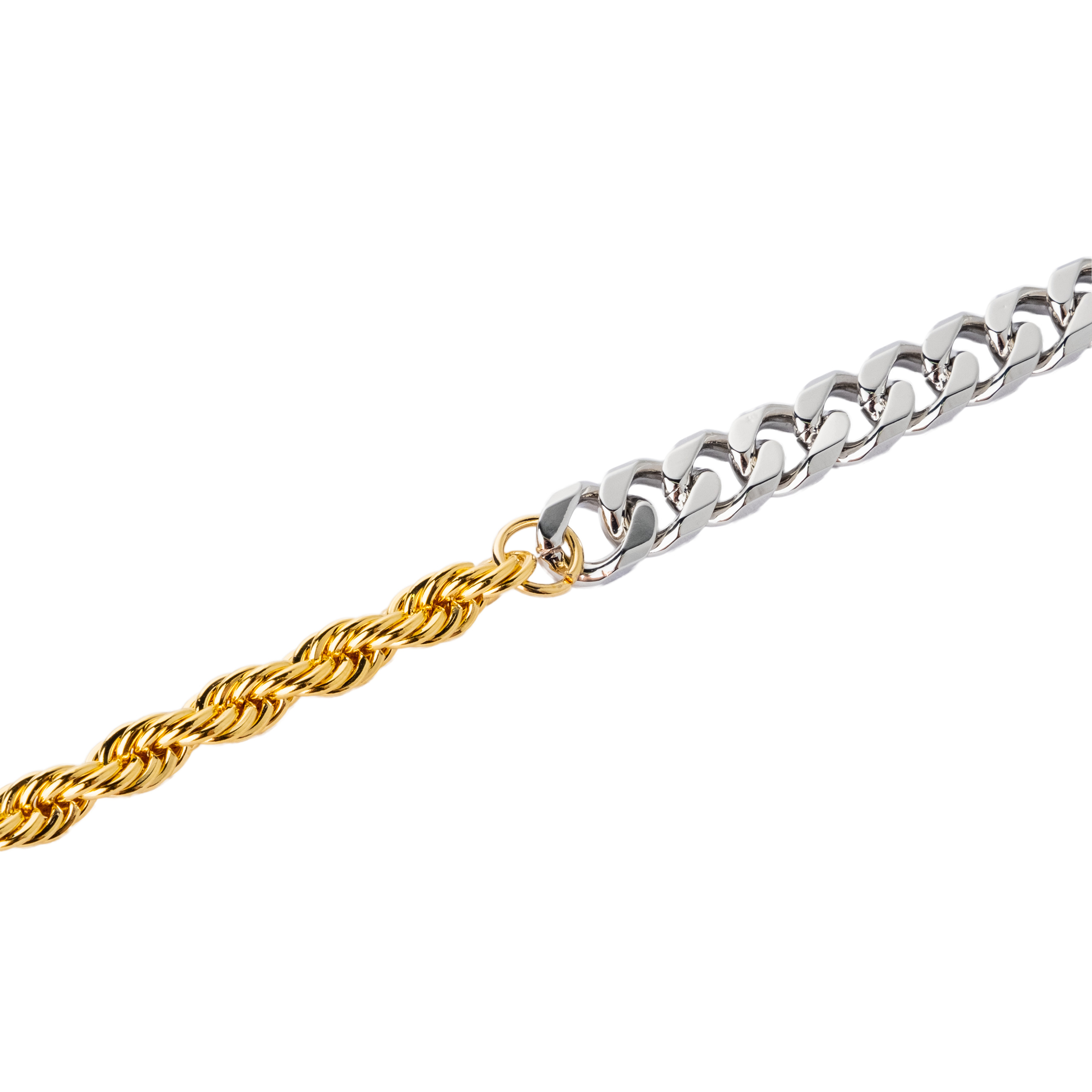 Bicolor combination necklace with crystals