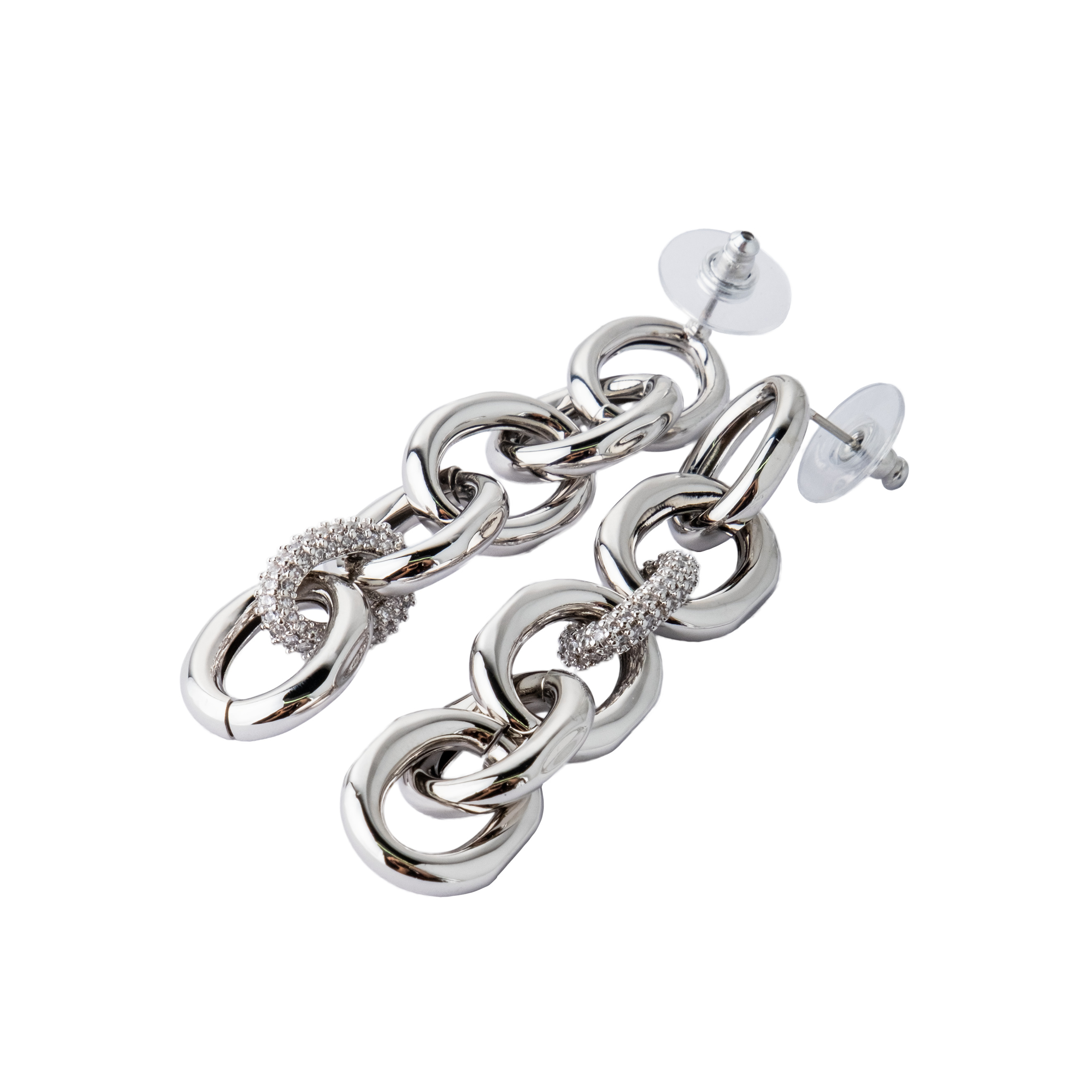 chain earrings with crystals