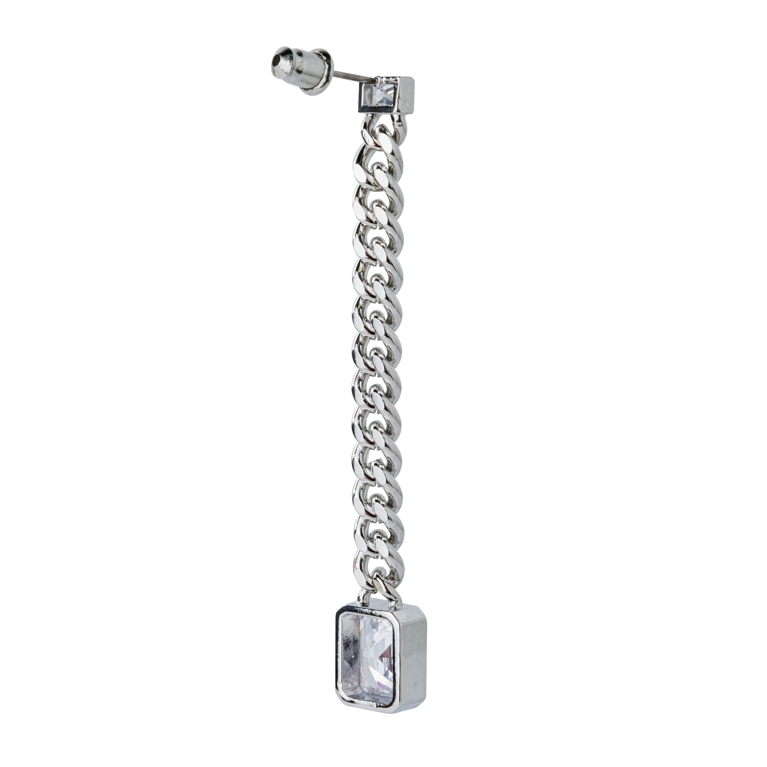 earrings with chains and large crystals