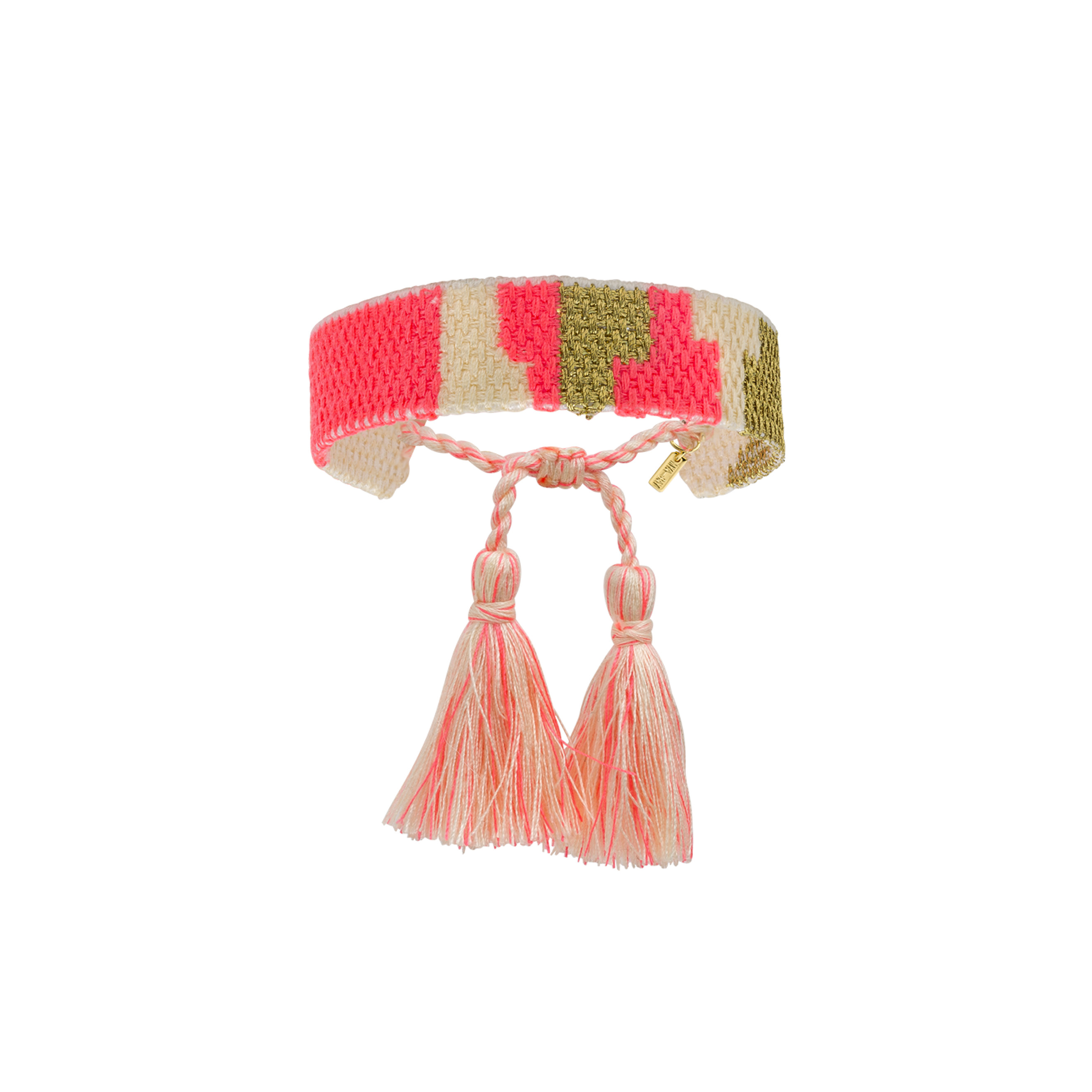 Браслет из текстиля с кисточками KILIM PINK