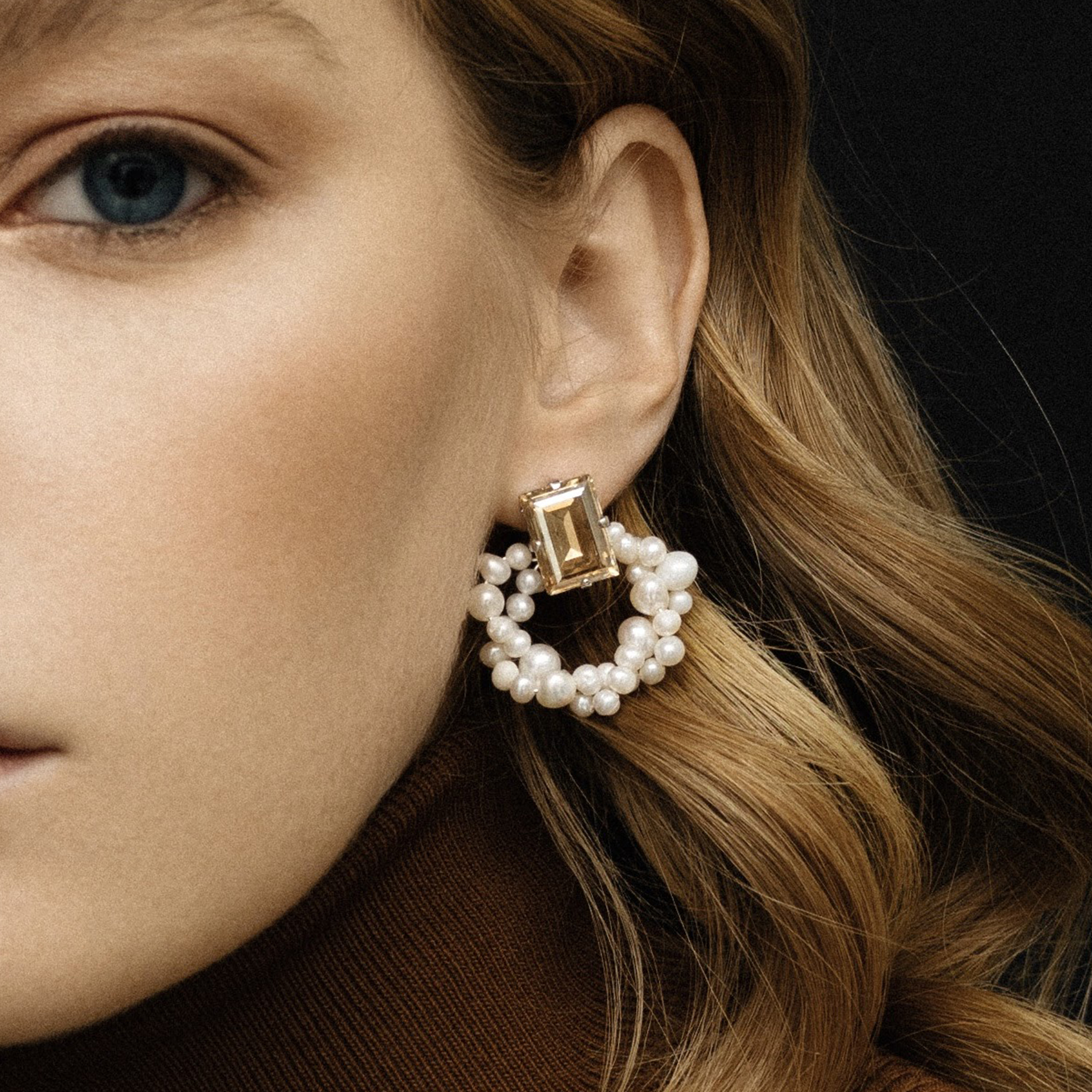 Серьги с кристаллами и жемчугом Swarovski Step Cut Pearl