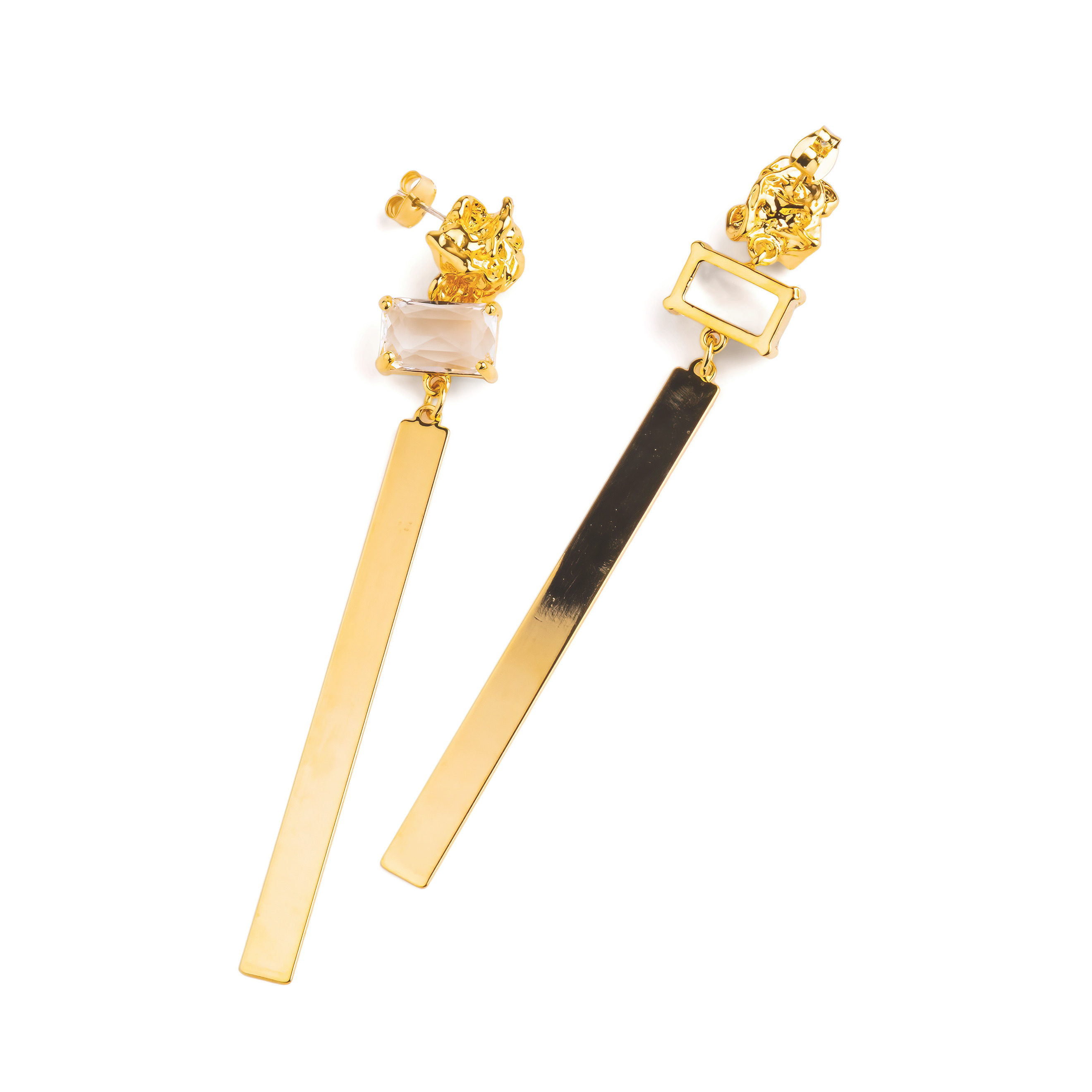 Long earrings with crystals