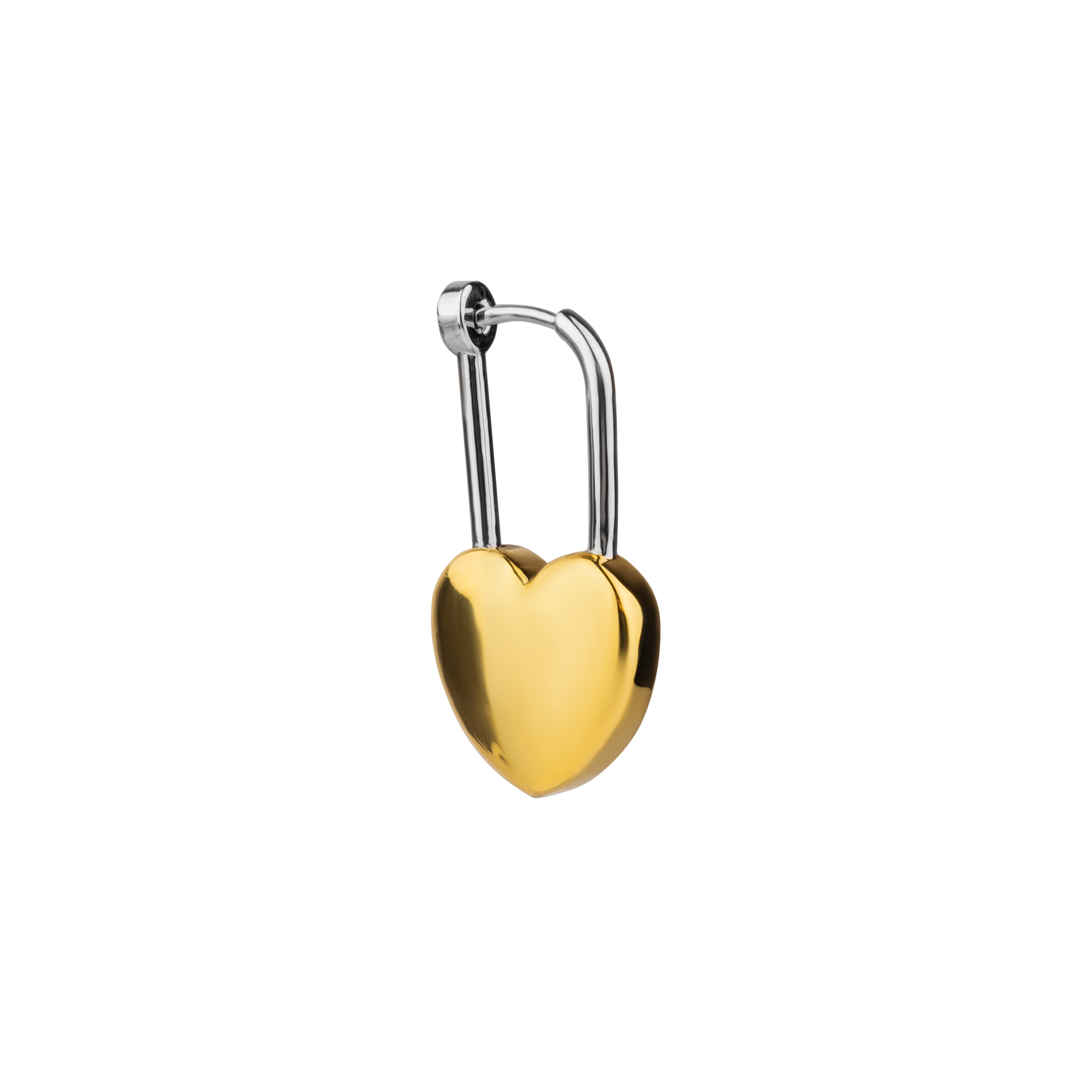 Биколорные серьги Heart с позолотой