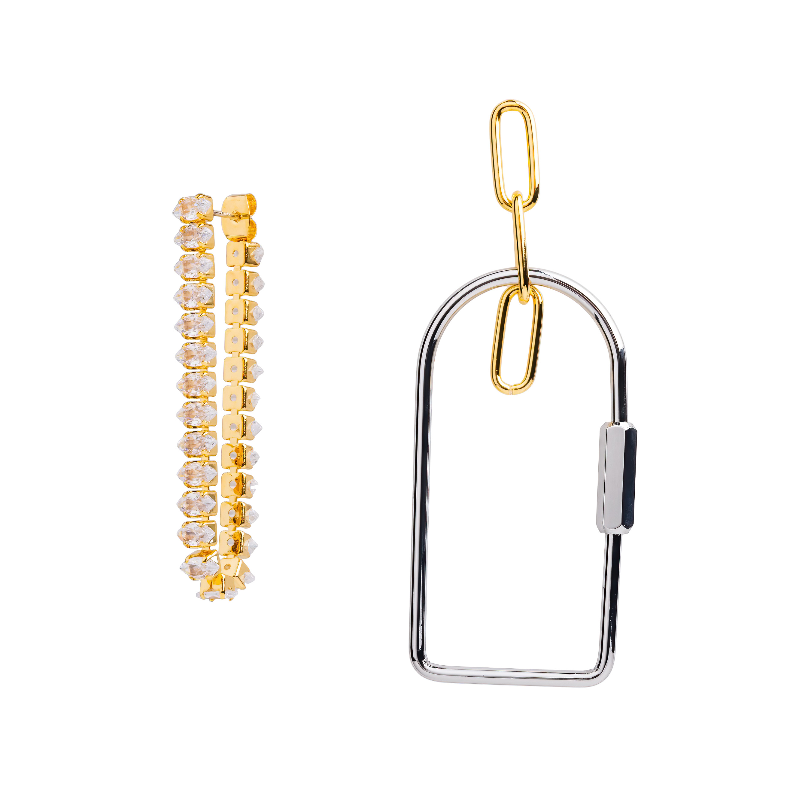 earrings with crystals and silver pendant