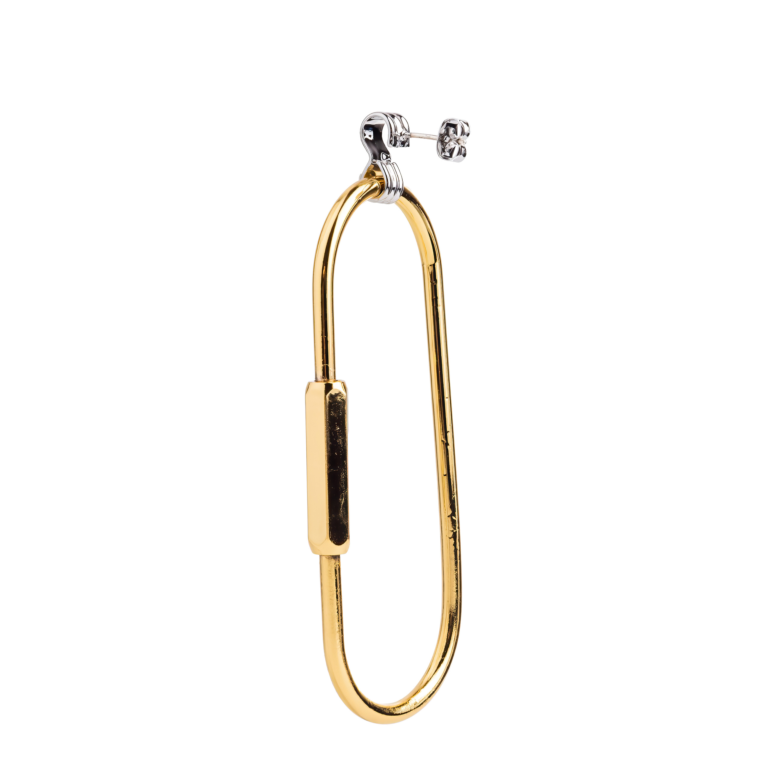 Биколорные серьги с жемчугом и подвеской