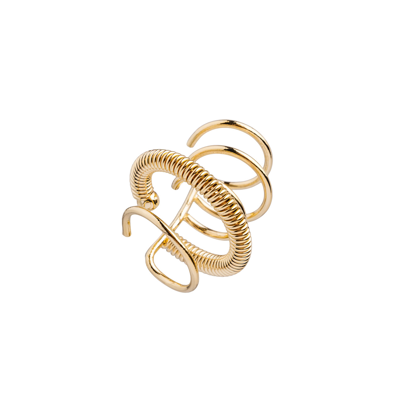 Aqua Золотистый рифленый многослойный кафф