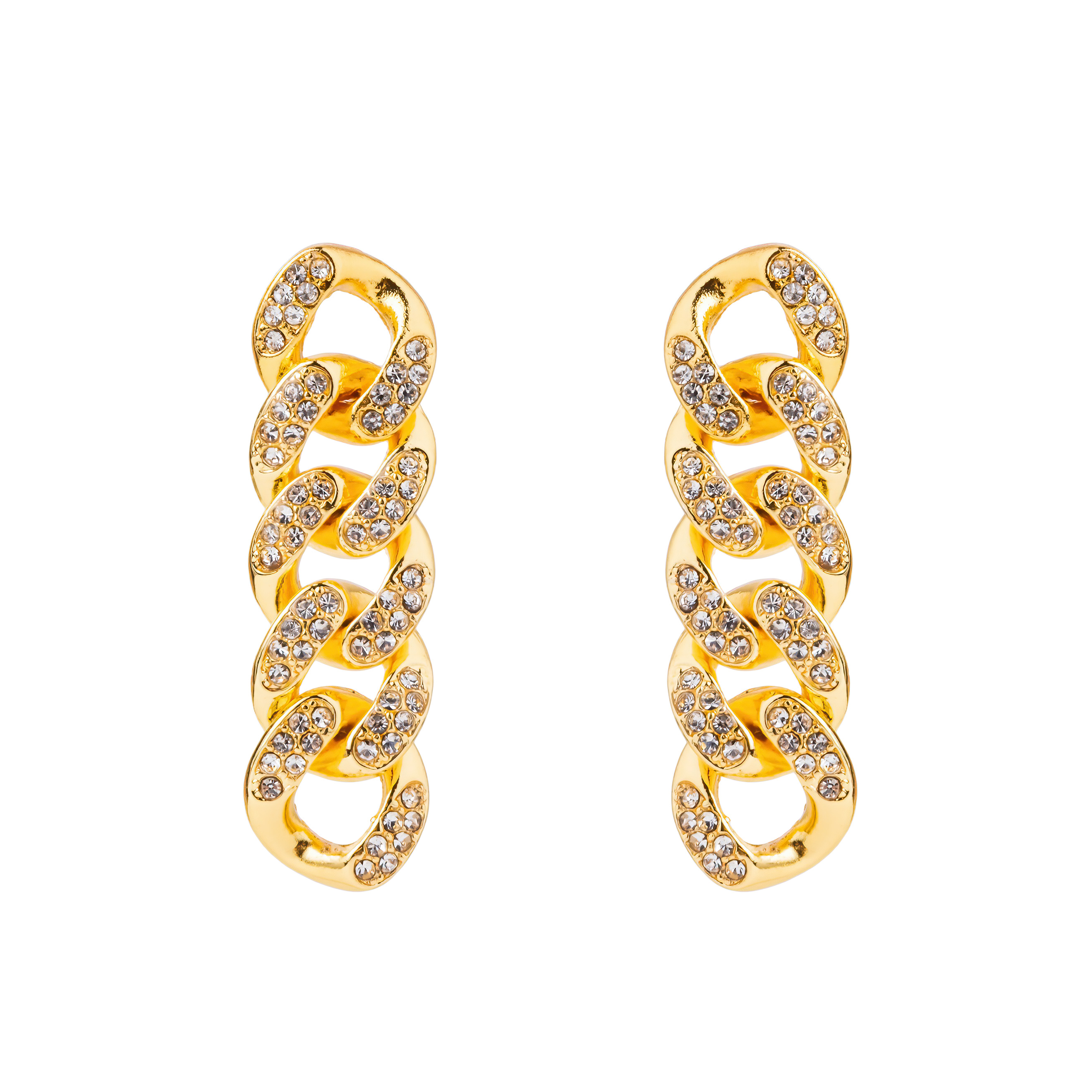 chain earrings with crystals