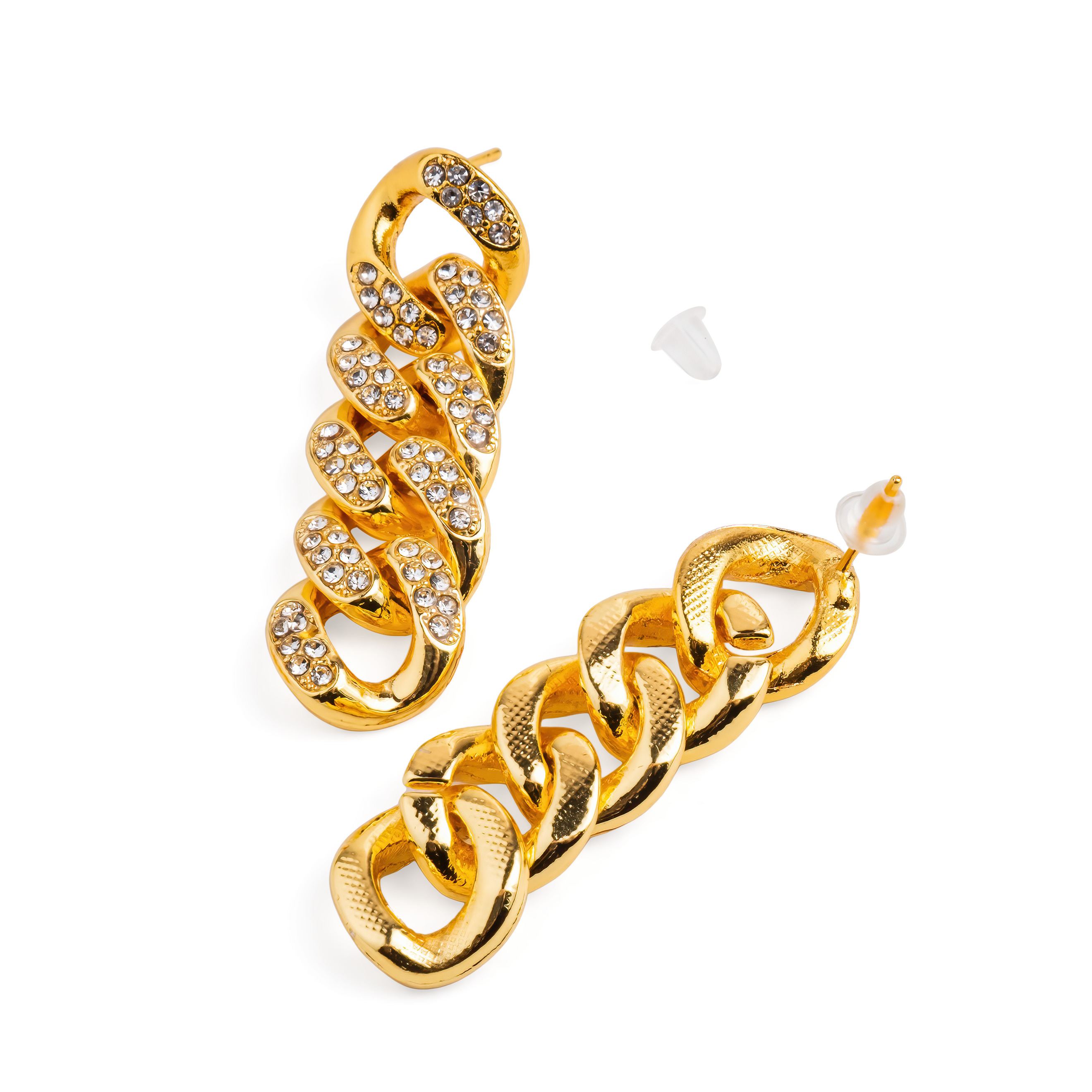 chain earrings with crystals