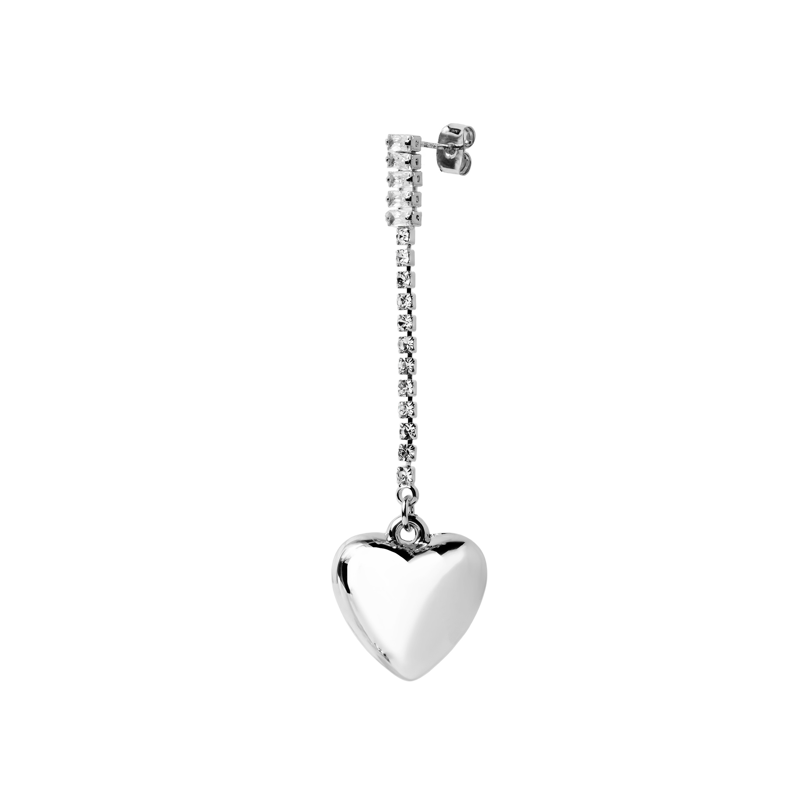 asymmetric earrings with crystals and hearts