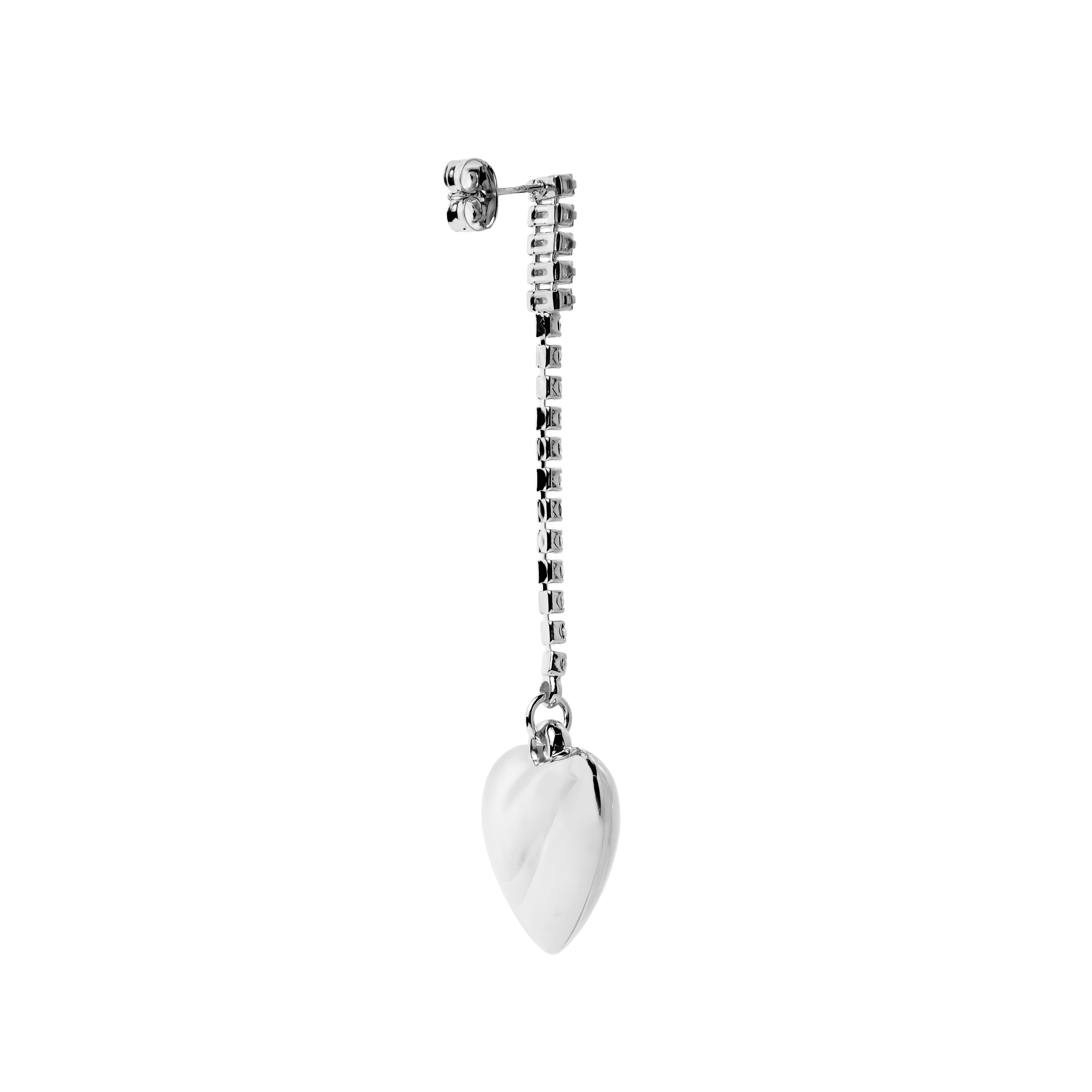 asymmetric earrings with crystals and hearts