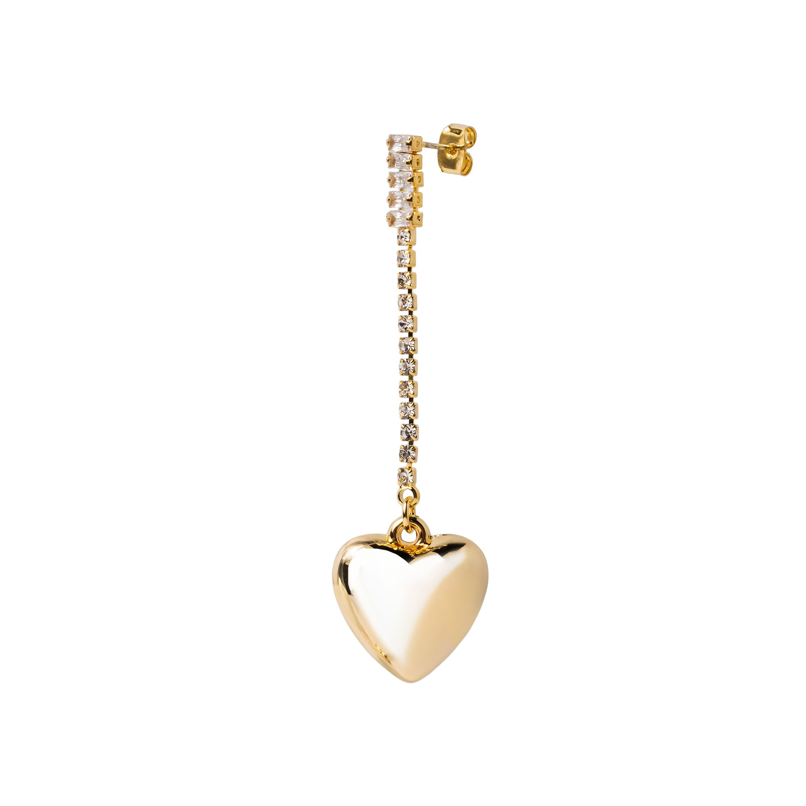 asymmetric earrings with crystals and hearts