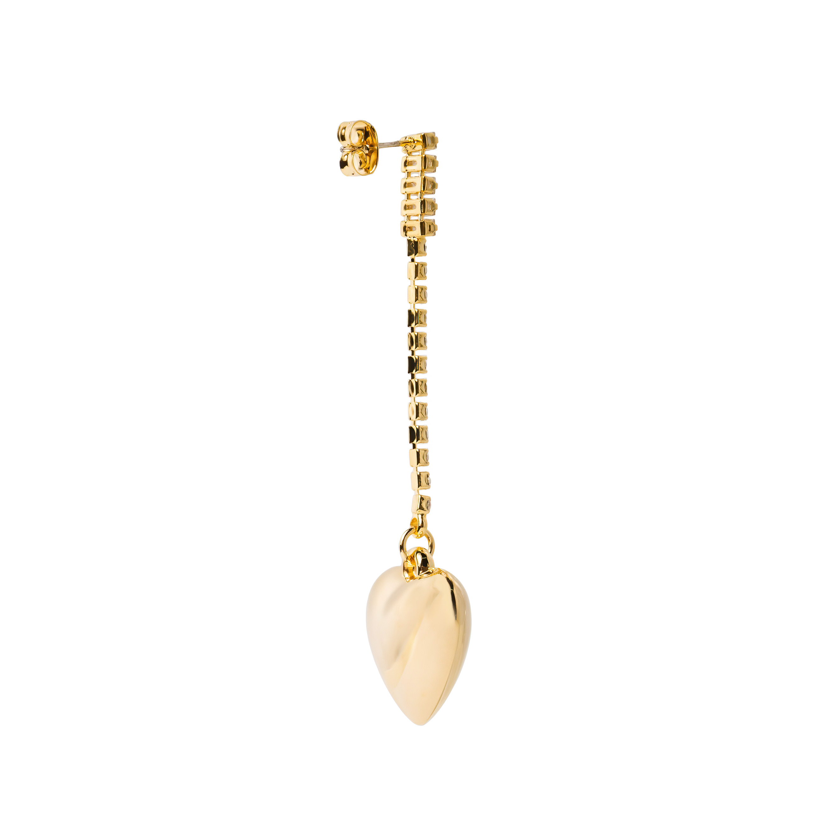 asymmetric earrings with crystals and hearts
