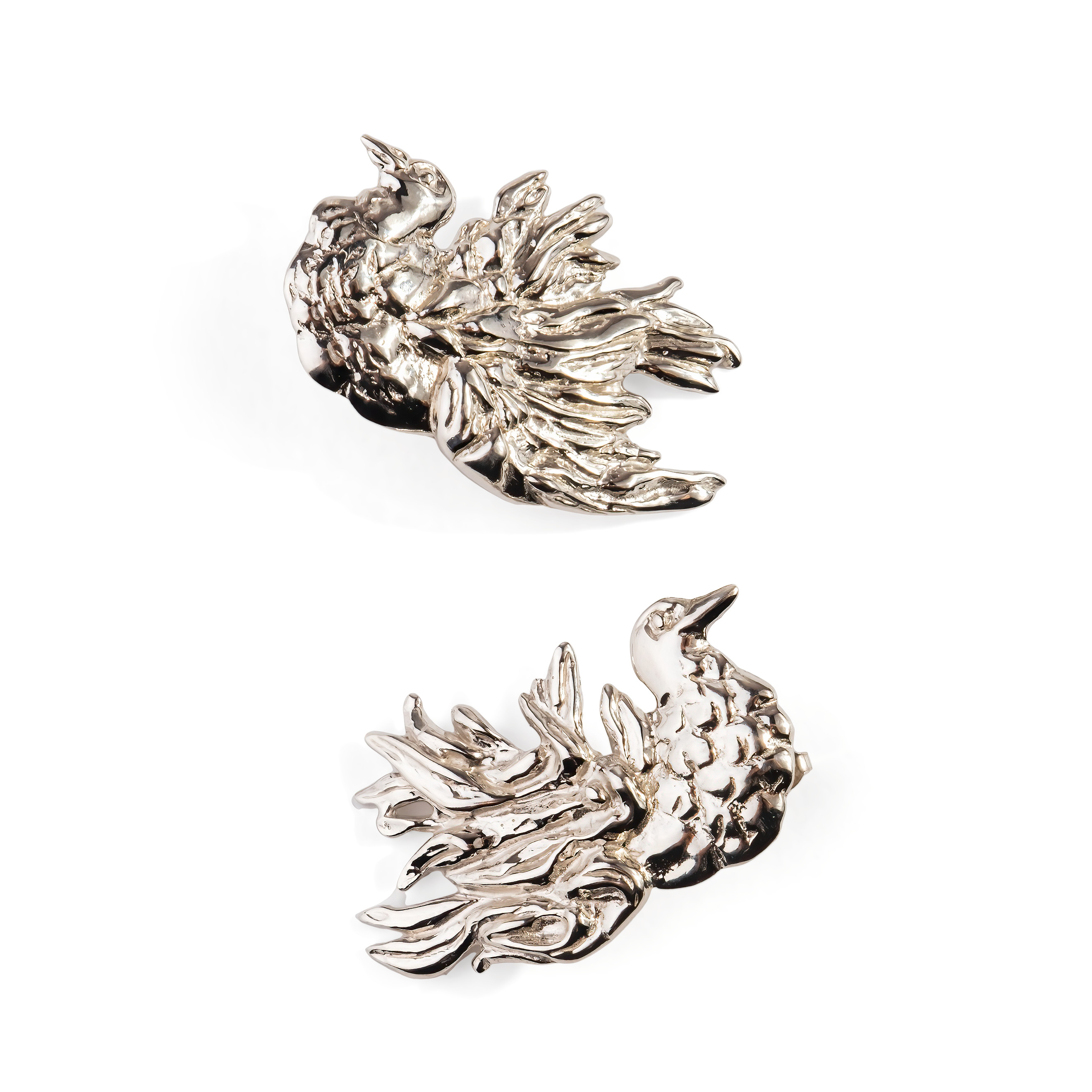 Bird earrings made of silver