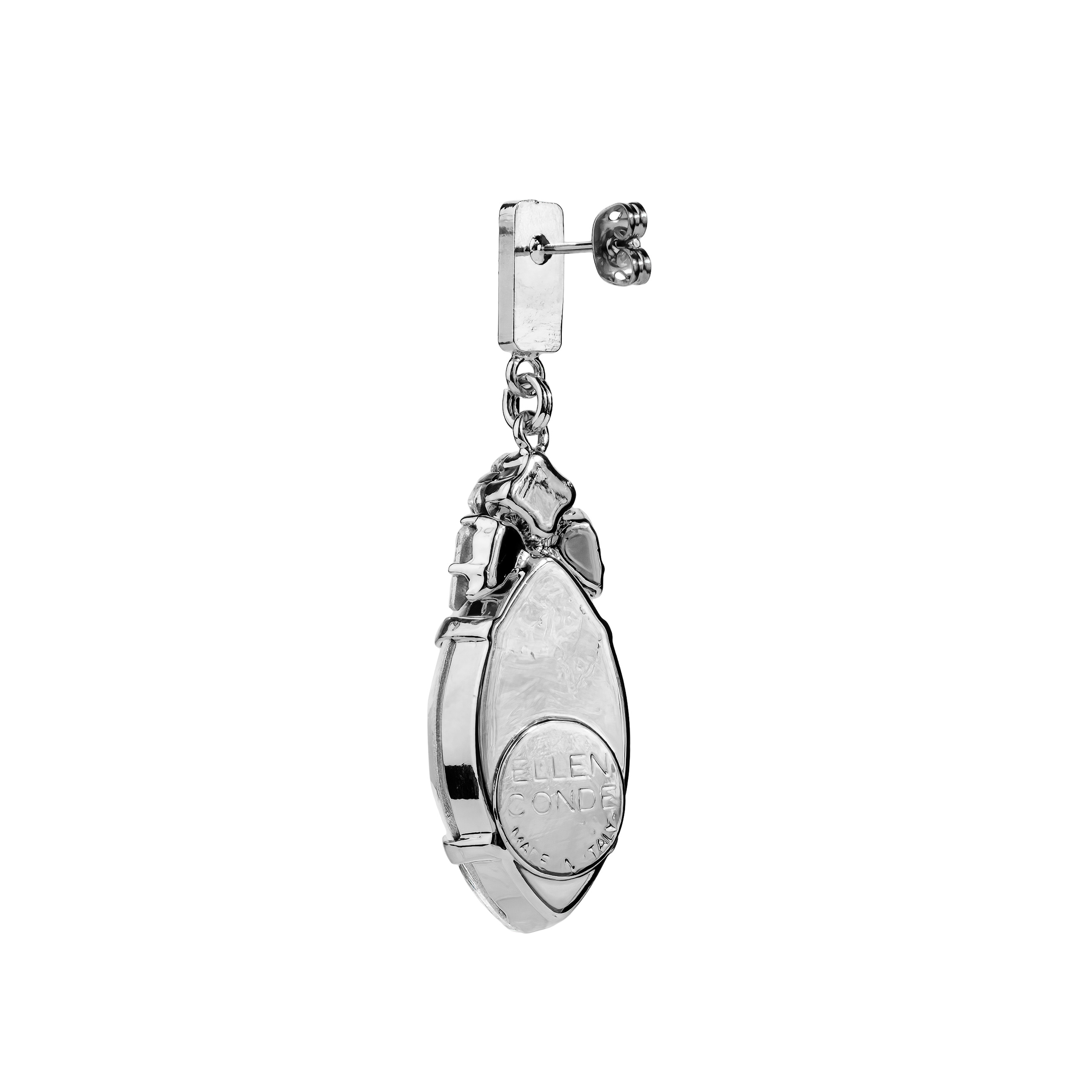 Серебристые серьги с крупным кристаллом