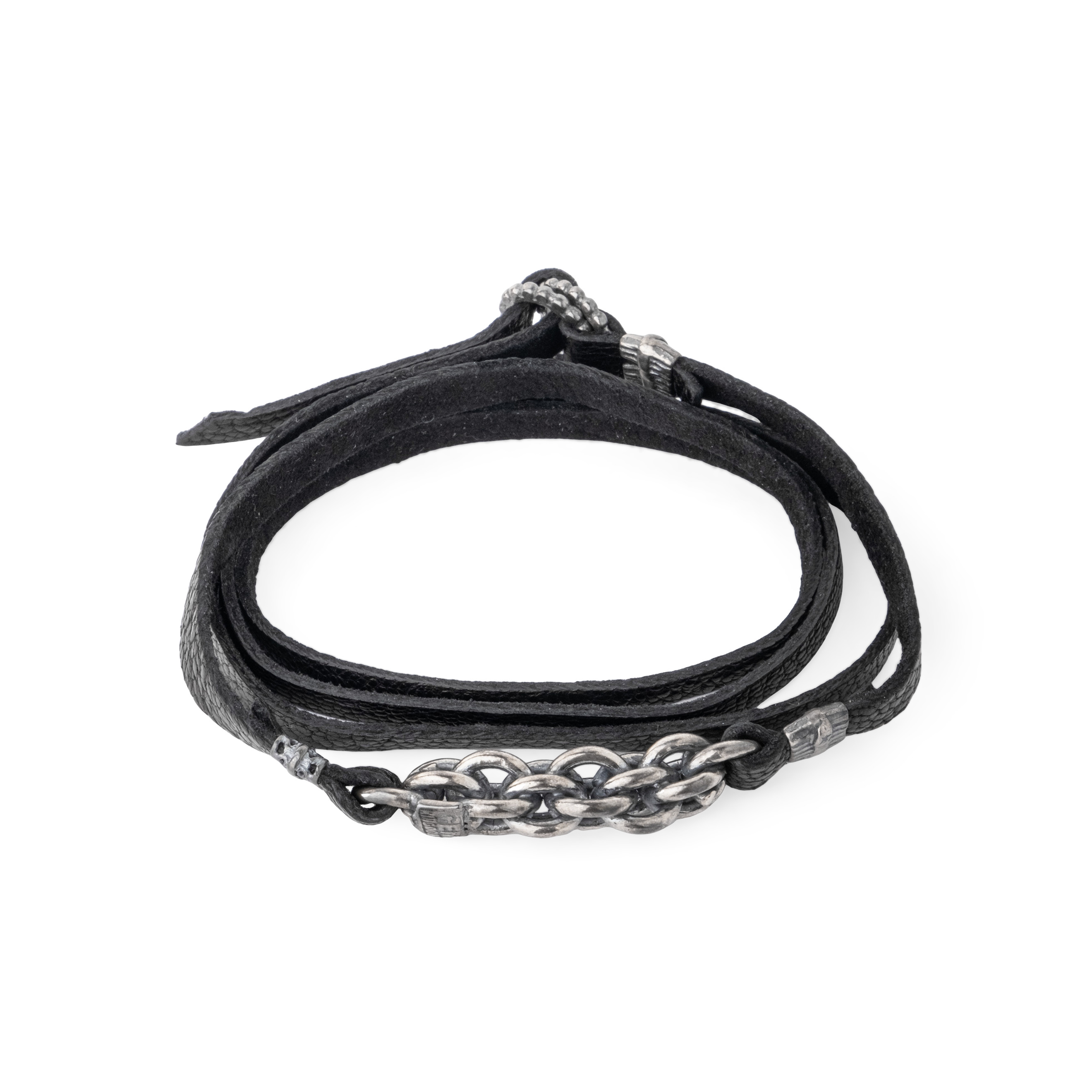 Leather bracelet with silver
