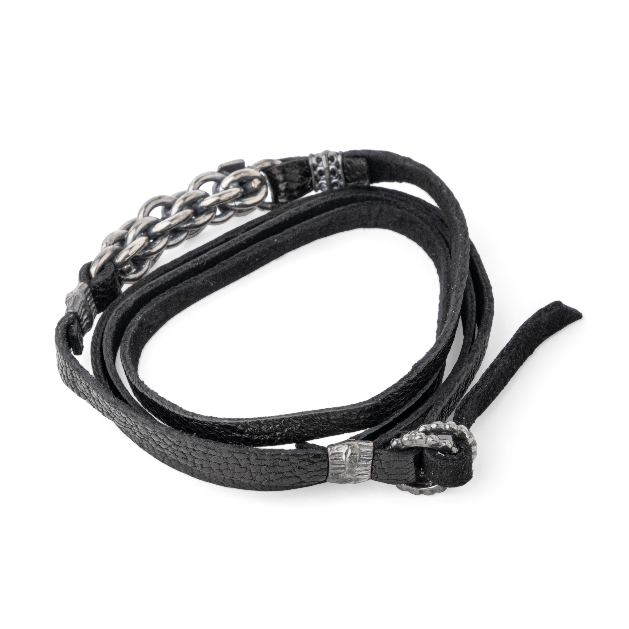 Leather bracelet with silver